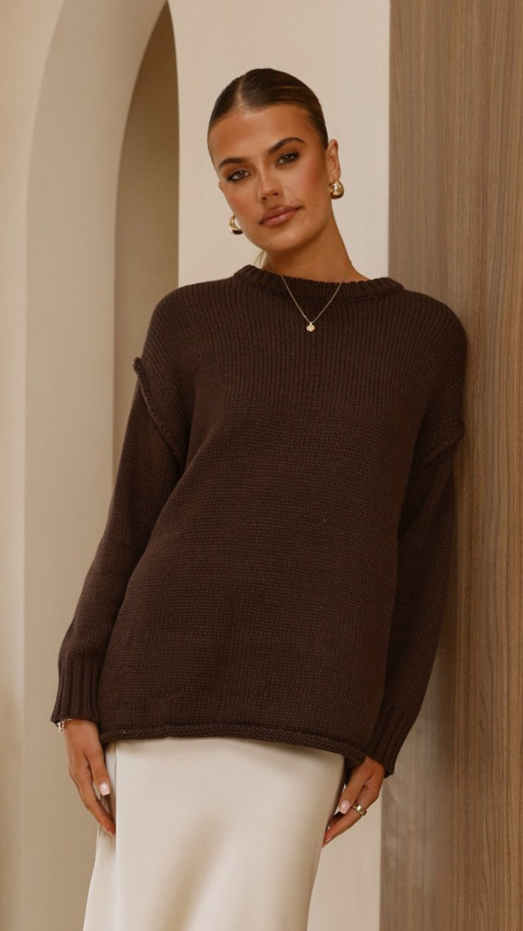 Delvine Knit Jumper - Chocolate - Billy J