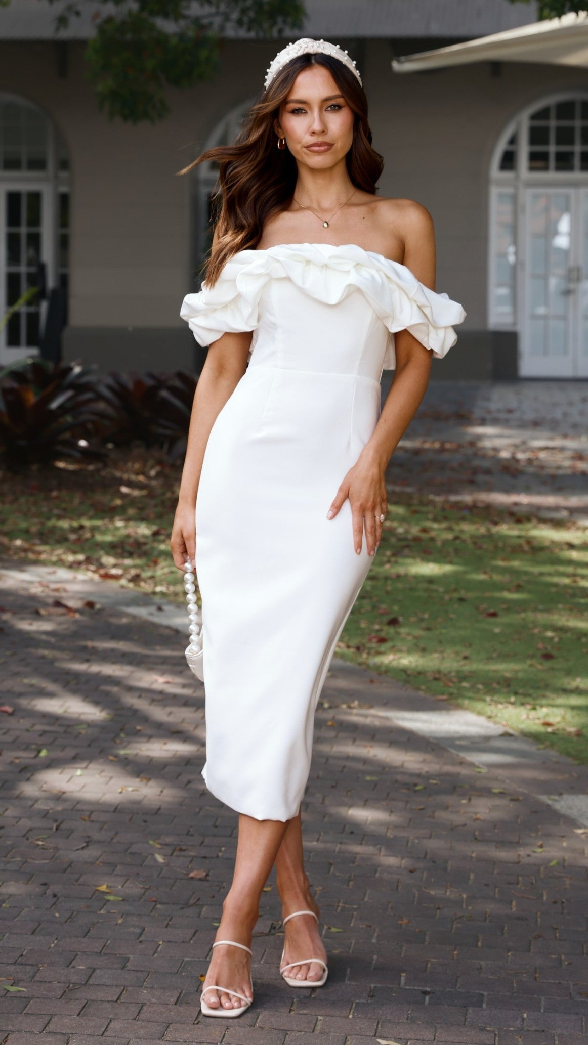 Bernadette Midi Dress - White - Billy J