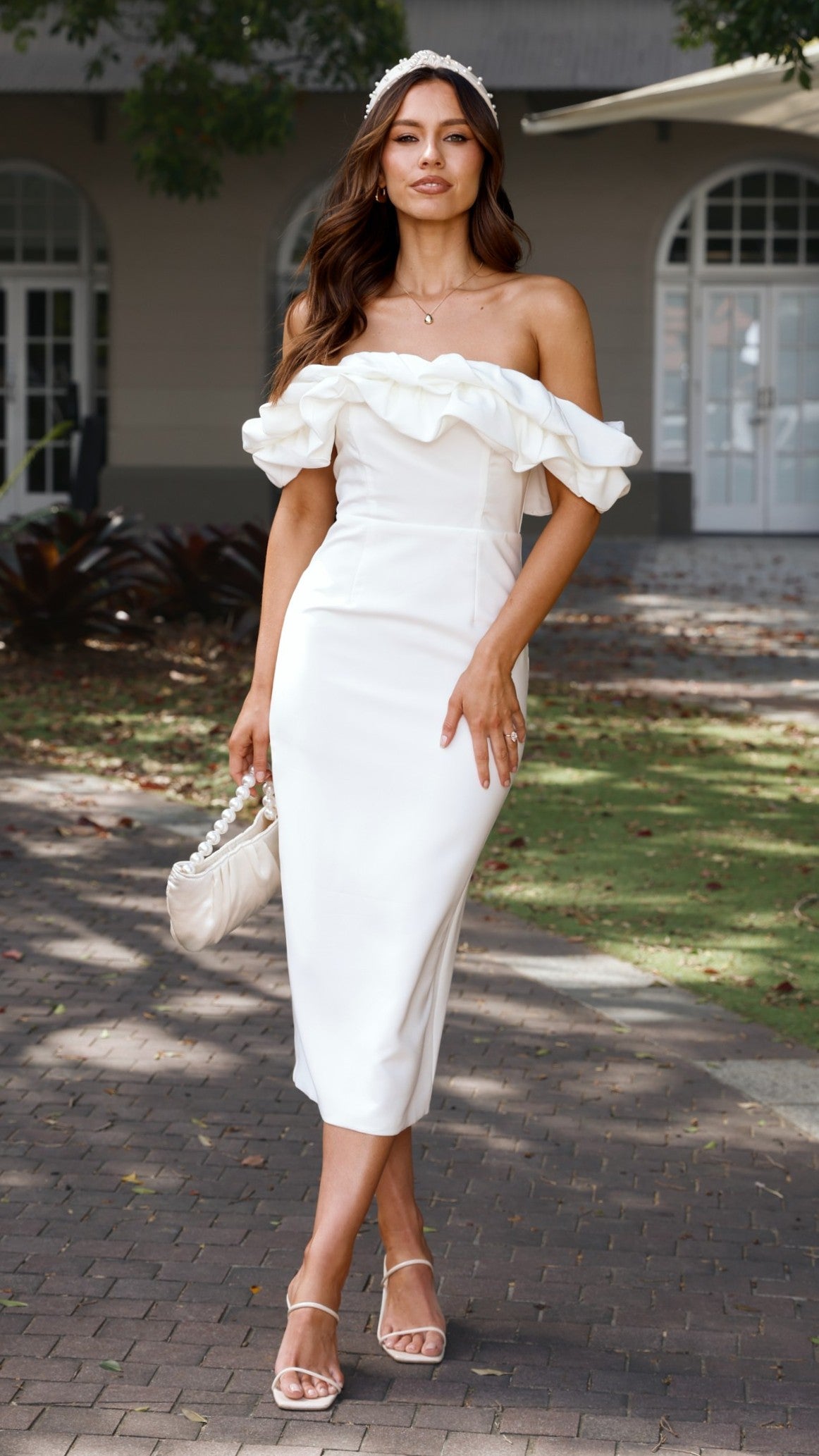 Bernadette Midi Dress - White - Billy J