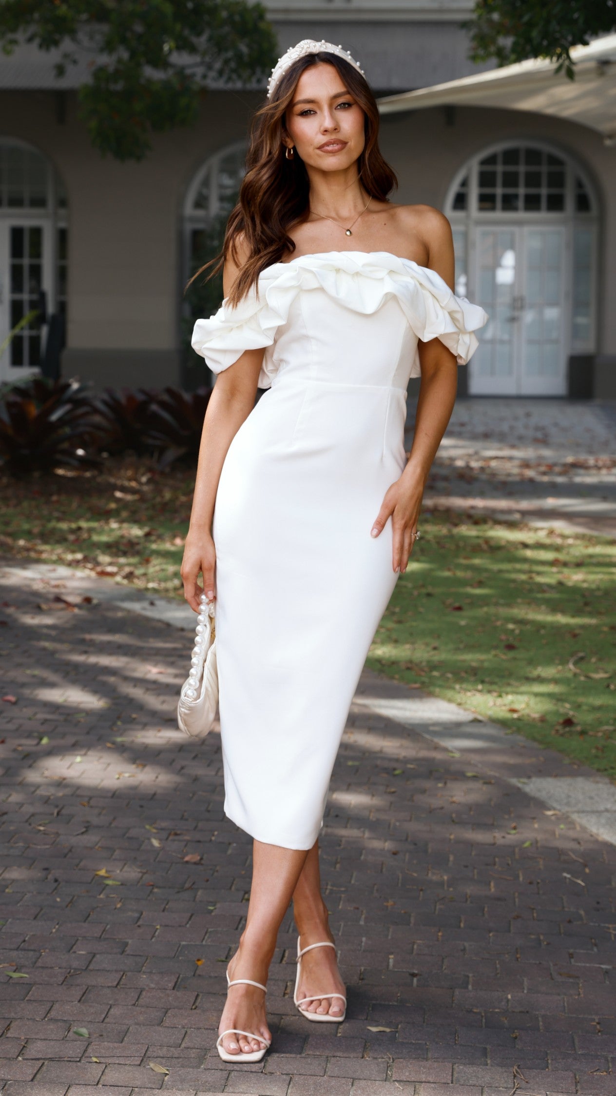 Bernadette Midi Dress - White - Billy J