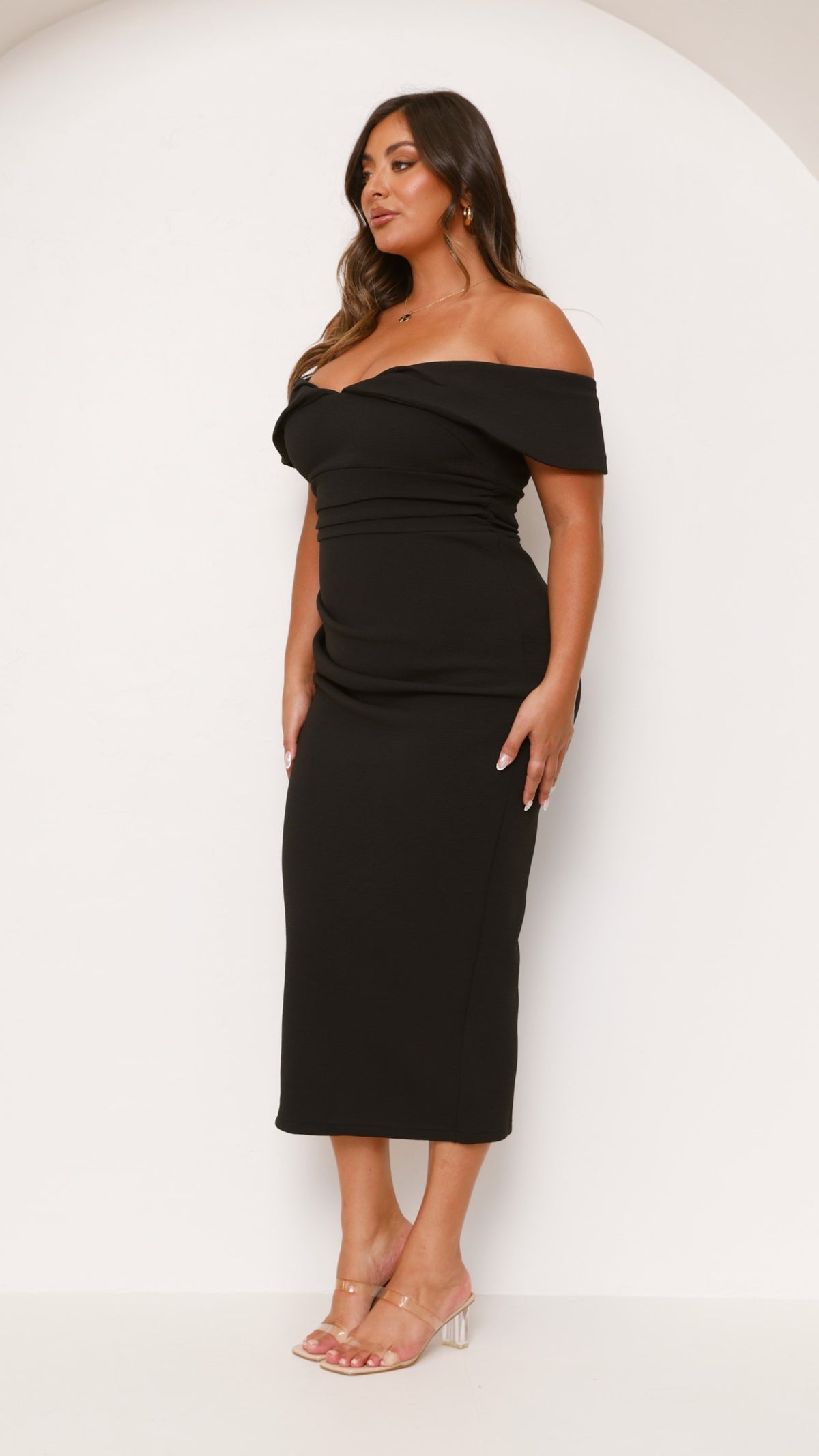off shoulder tulle midi dress Exquisite Off-The Shoulder Tulle Midi Dress – HAREM's Brides