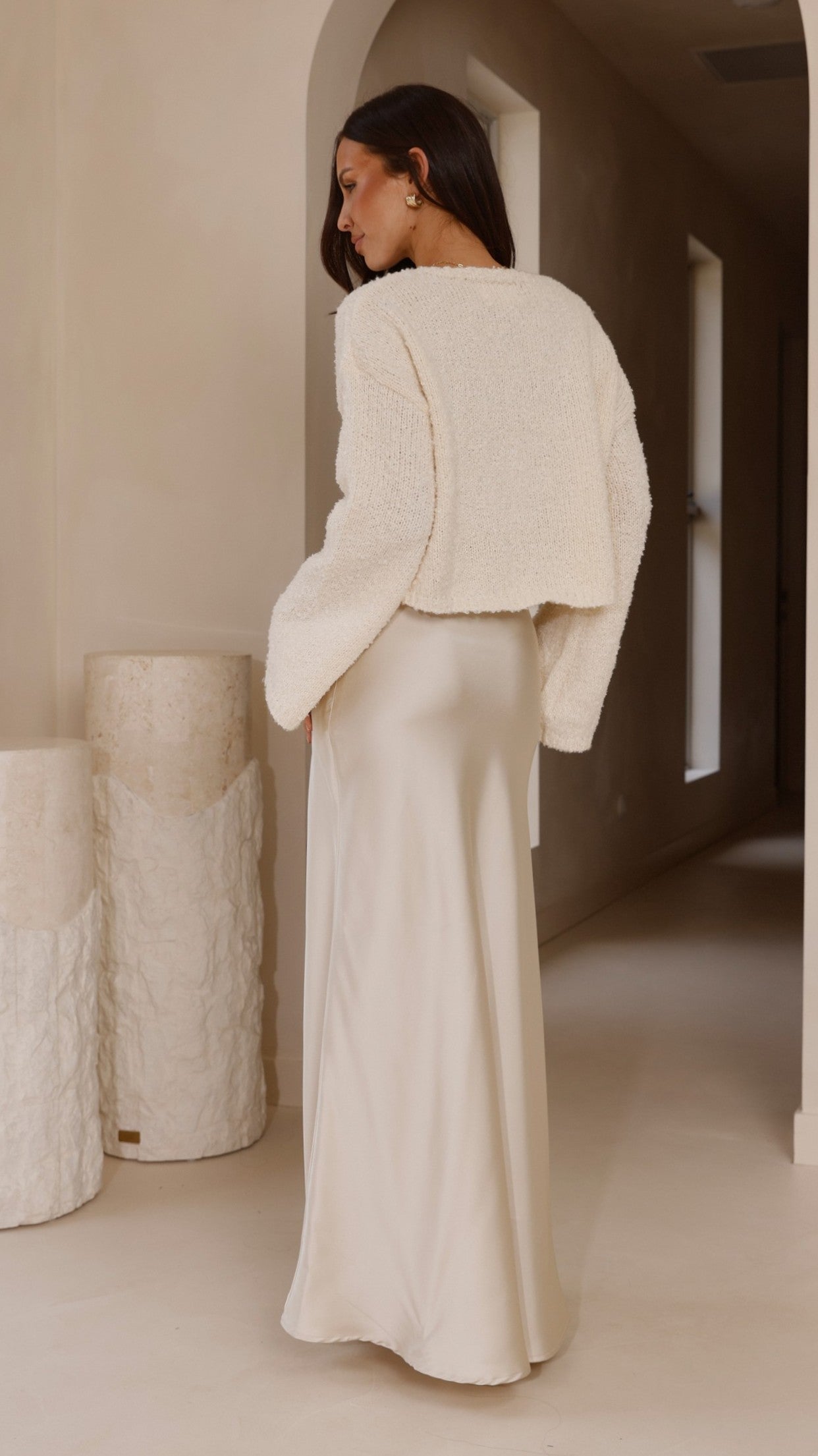 Zala Cropped Knit Sweater - Cream - Billy J