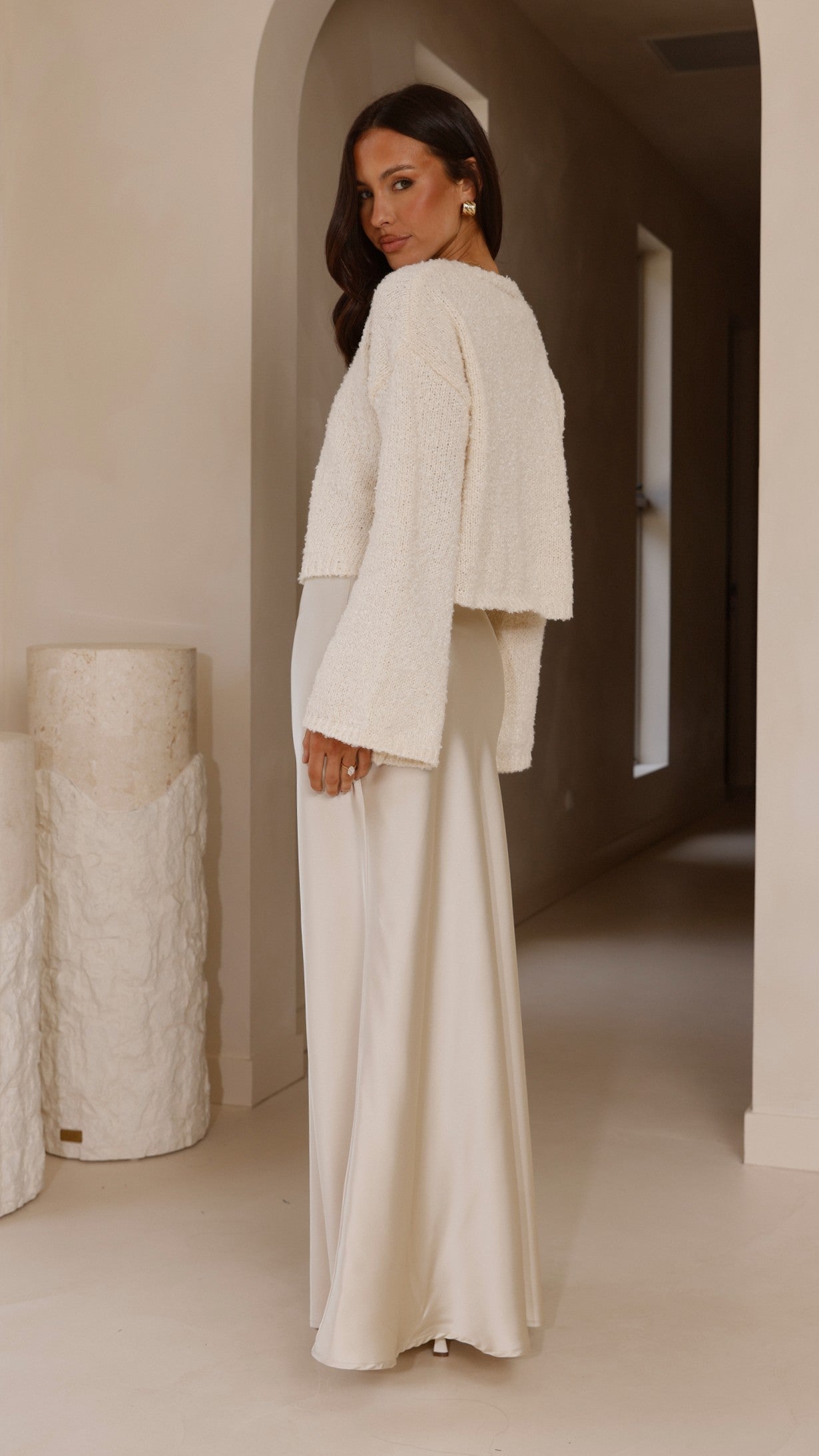 Zala Cropped Knit Sweater - Cream - Billy J