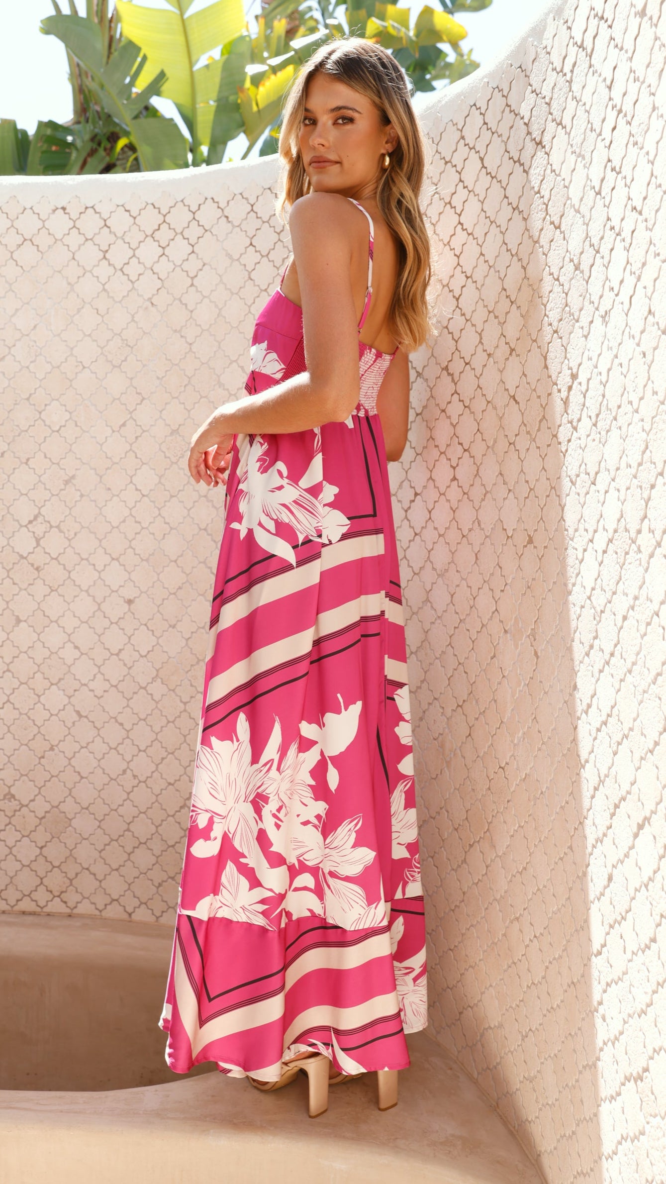 Kaethe Maxi Dress - Hot Pink Print - Billy J