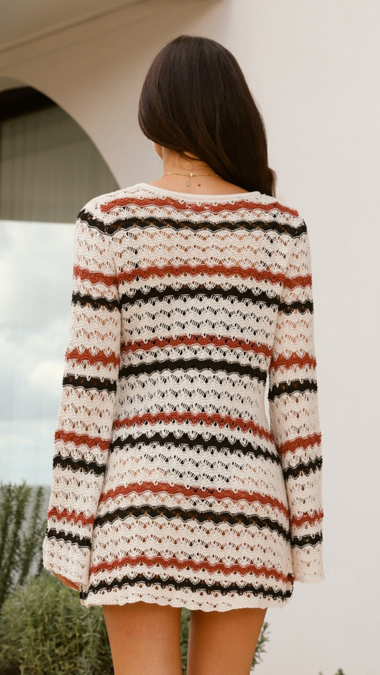 Bron Mini Dress - Natural Stripe - Billy J