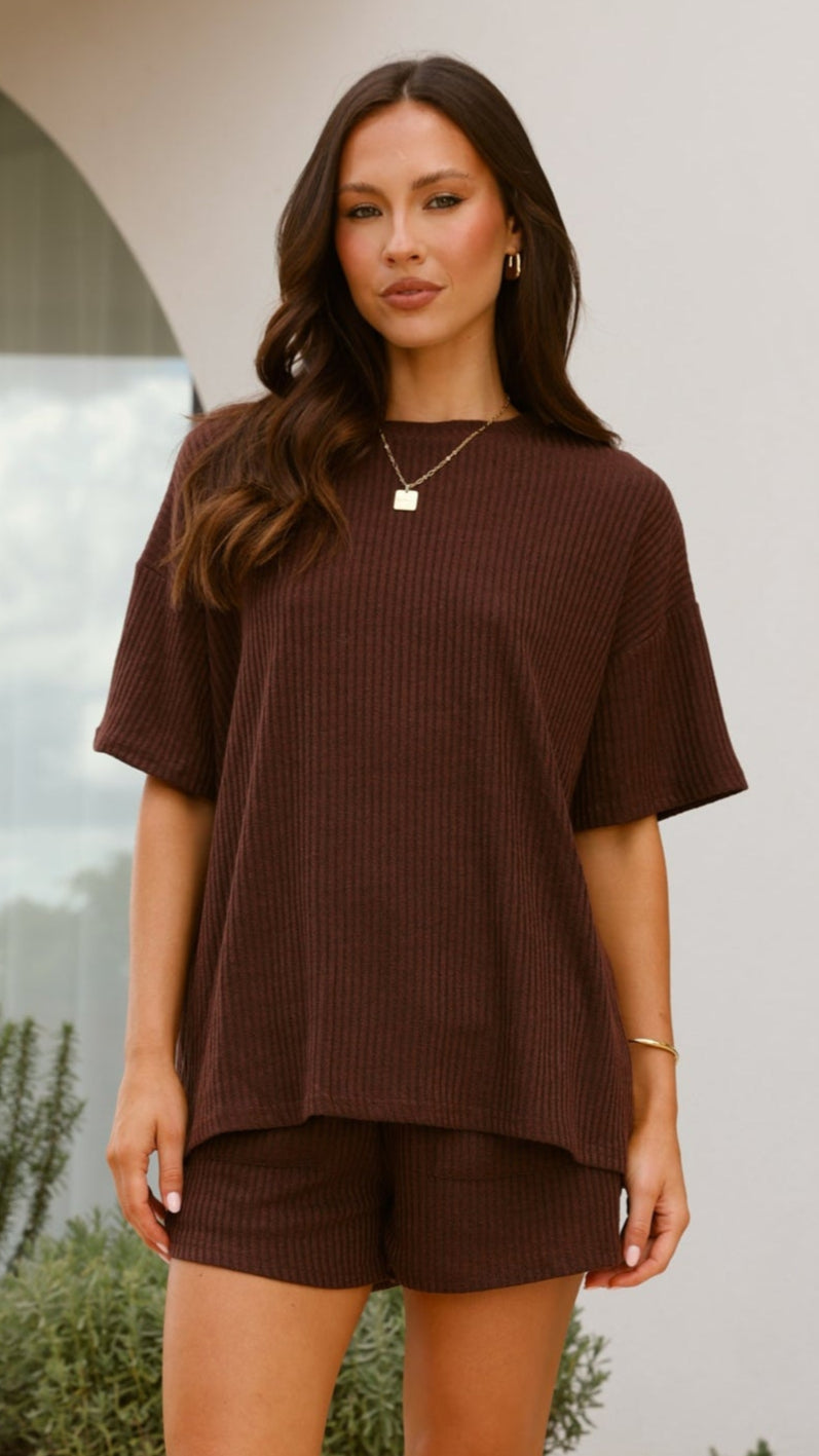 Selma Top and Shorts Set - Chocolate - Billy J