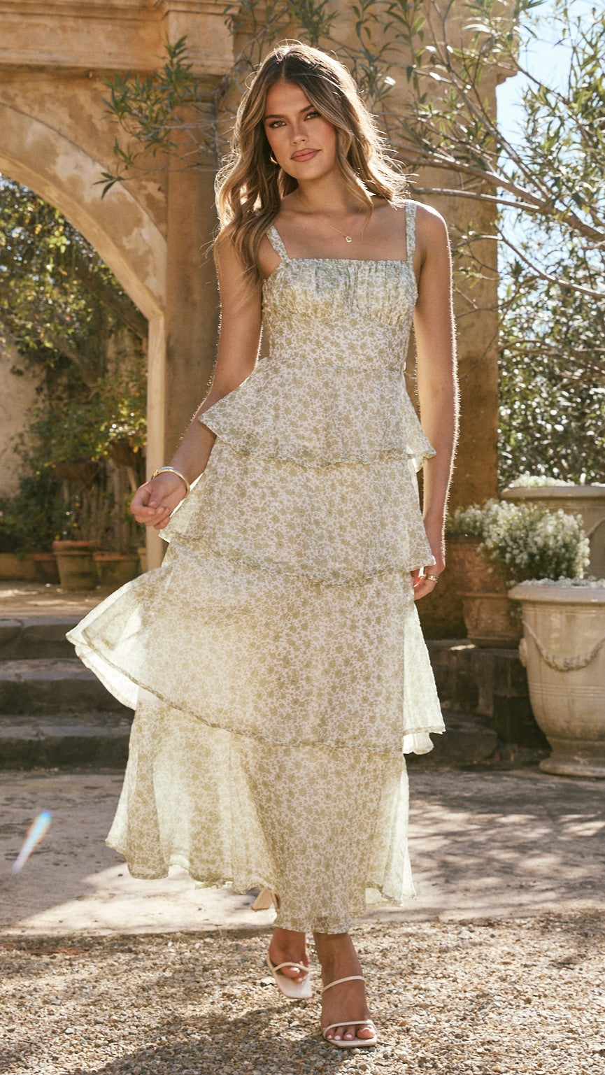 Page Maxi Dress - Green Floral - Billy J