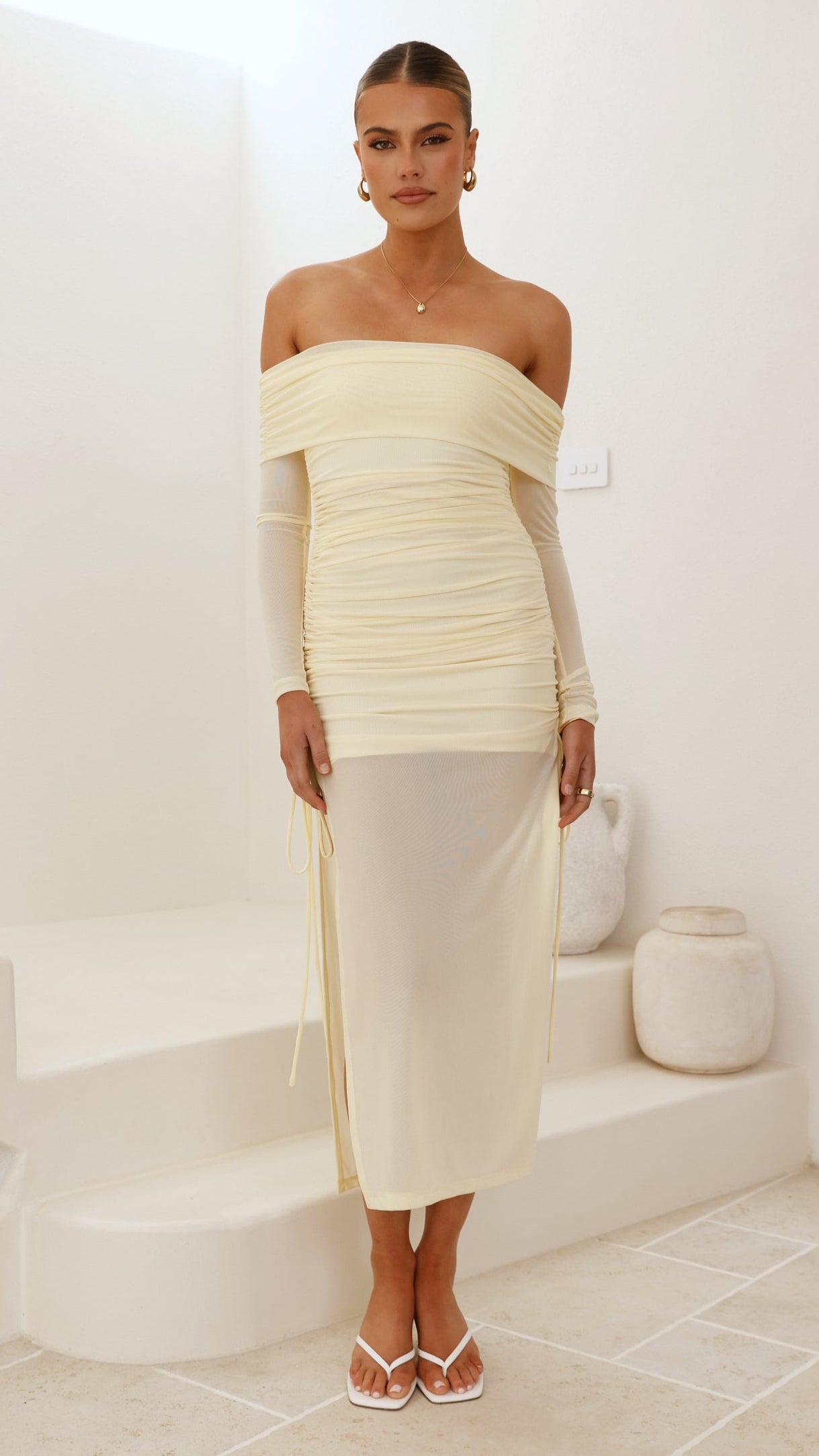 Isadora Off Shoulder Maxi Dress - Yellow - Billy J