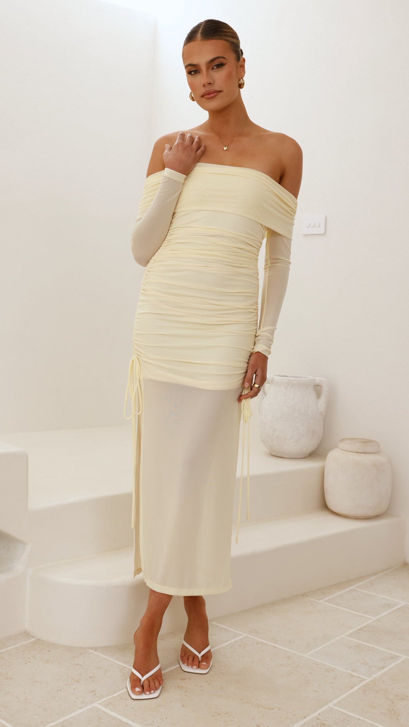 Isadora Off Shoulder Maxi Dress - Yellow - Billy J