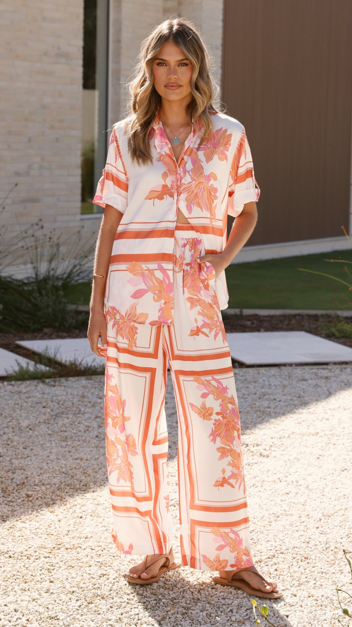 Valene Pants - Orange/White Print - Billy J