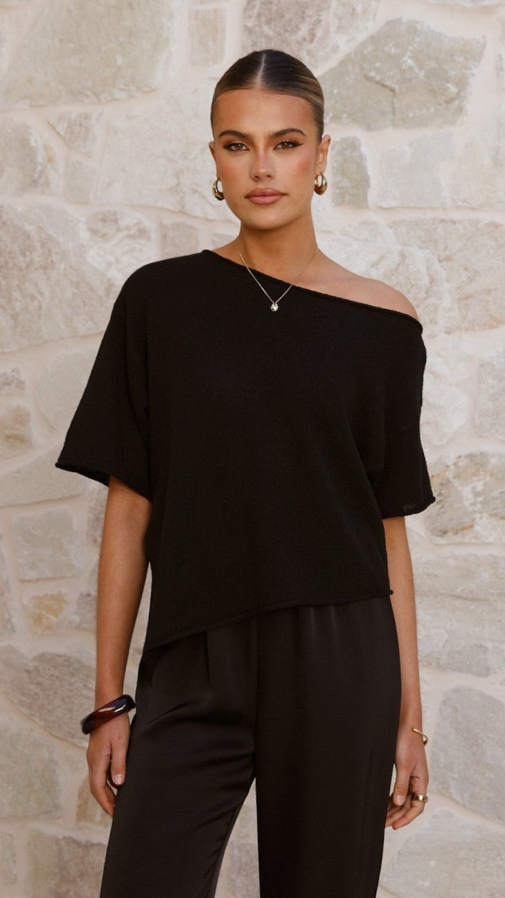 Blair Off Shoulder Tee - Black - Billy J