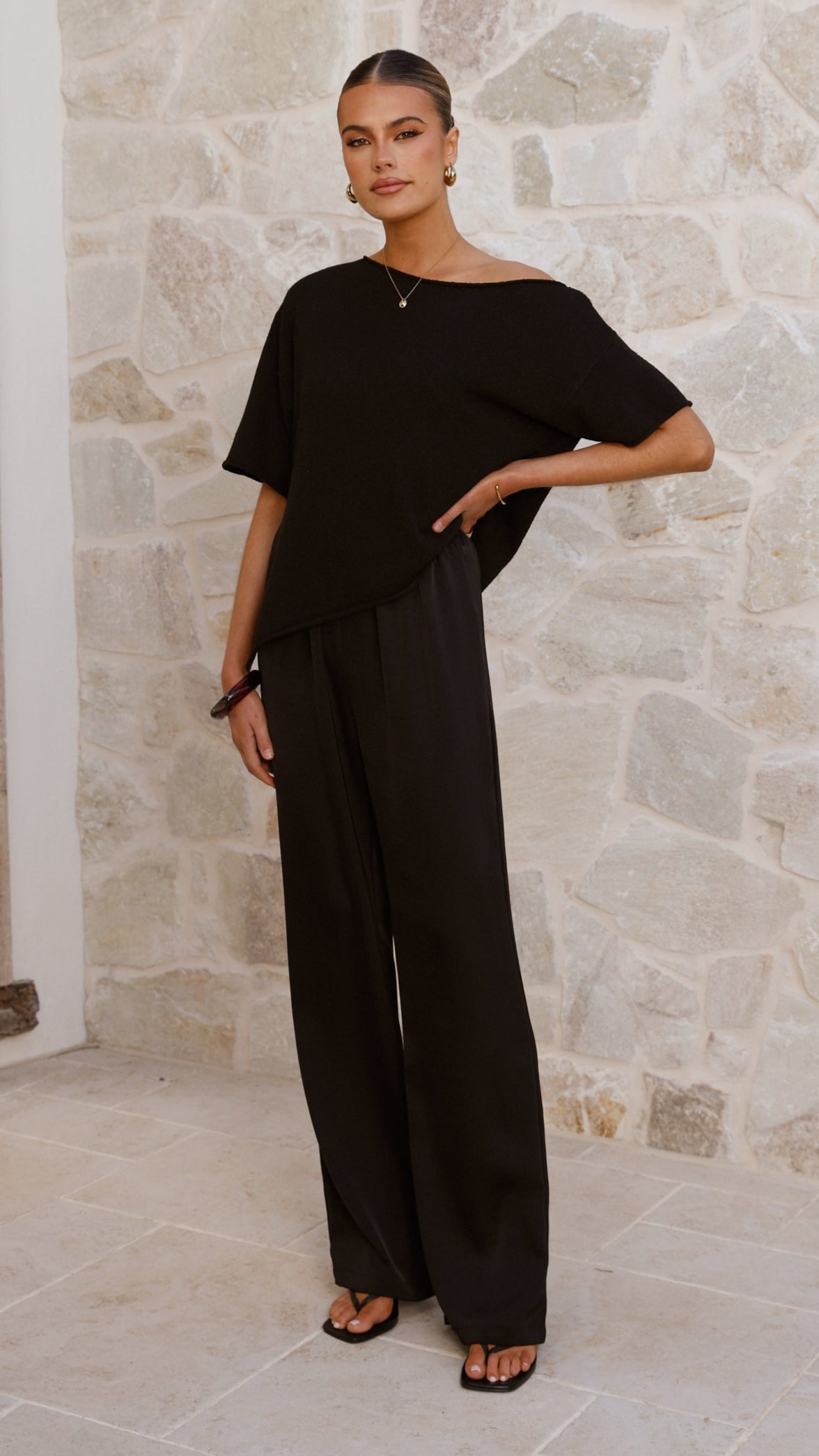 Blair Off Shoulder Tee - Black - Billy J