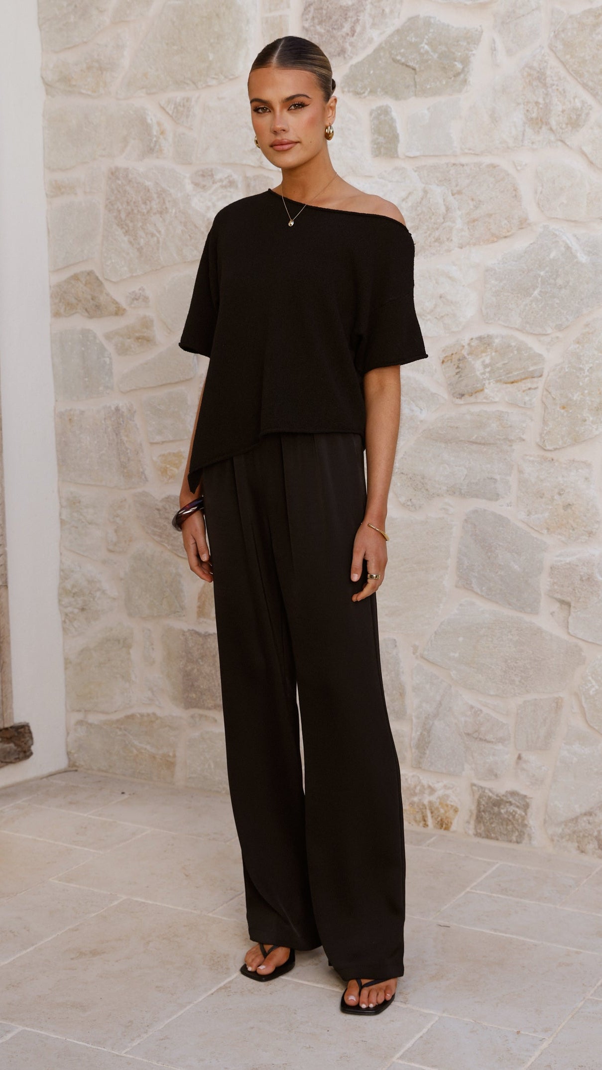 Blair Off Shoulder Tee - Black - Billy J