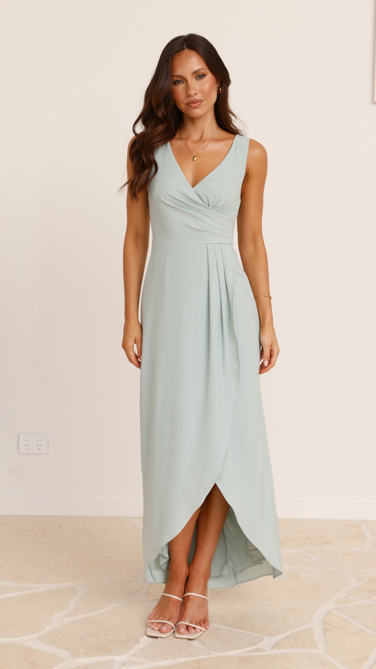 Pamela V Neck Maxi Dress - Sage - Billy J