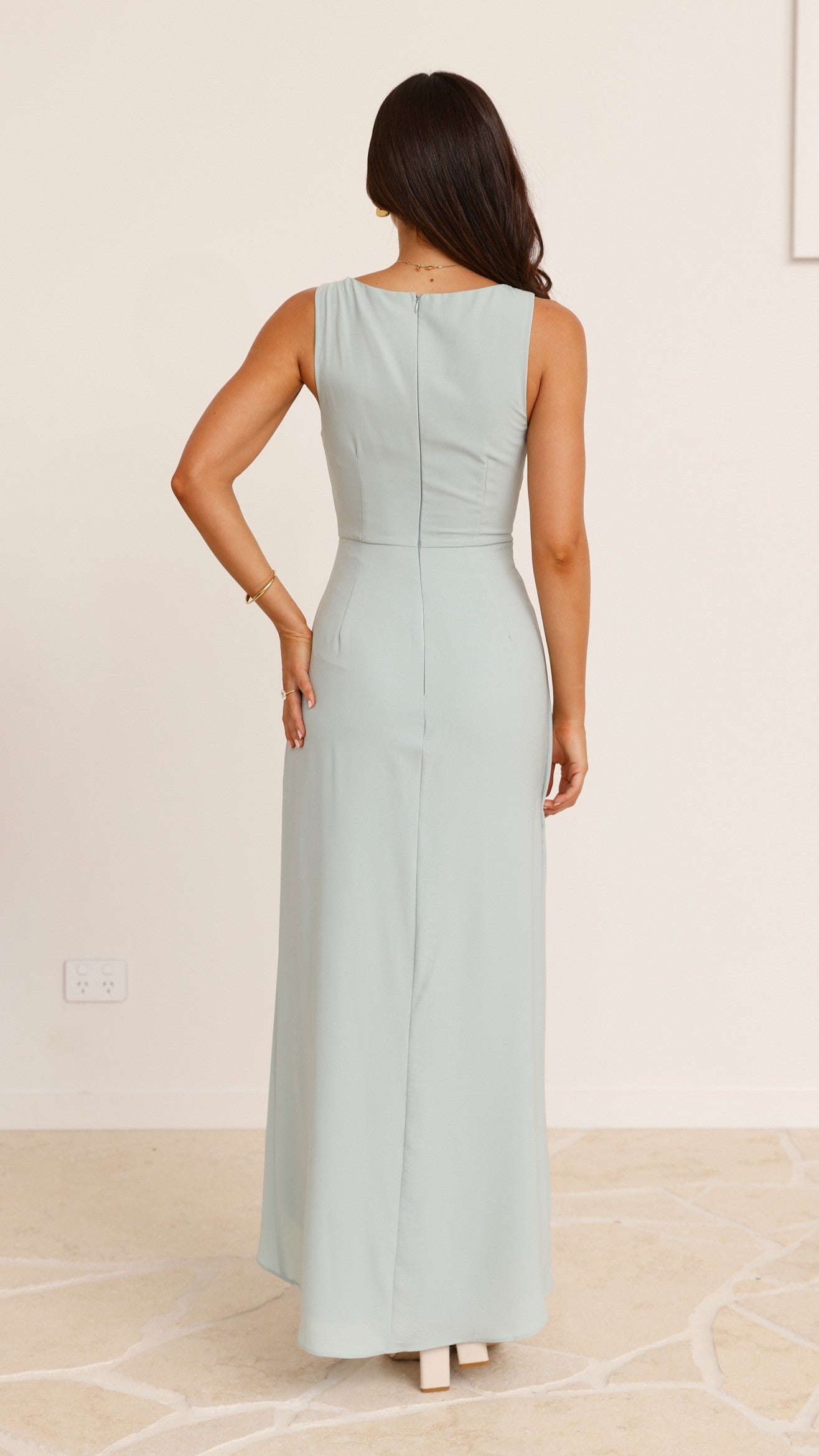 Pamela V Neck Maxi Dress - Sage - Billy J