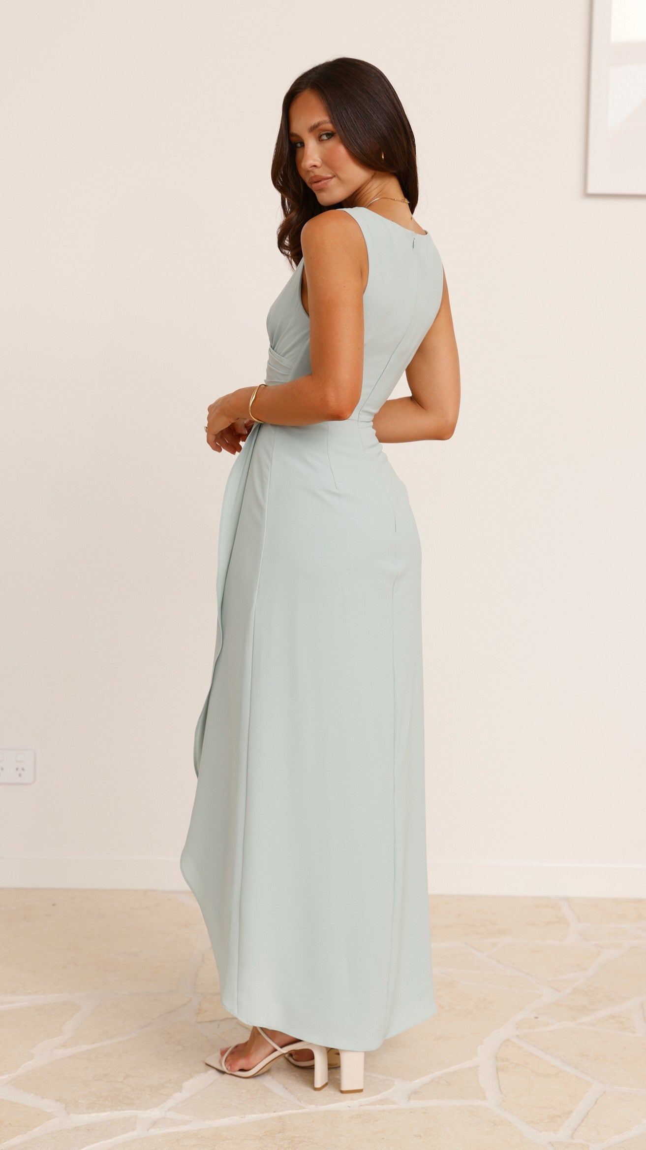 Pamela V Neck Maxi Dress - Sage - Billy J