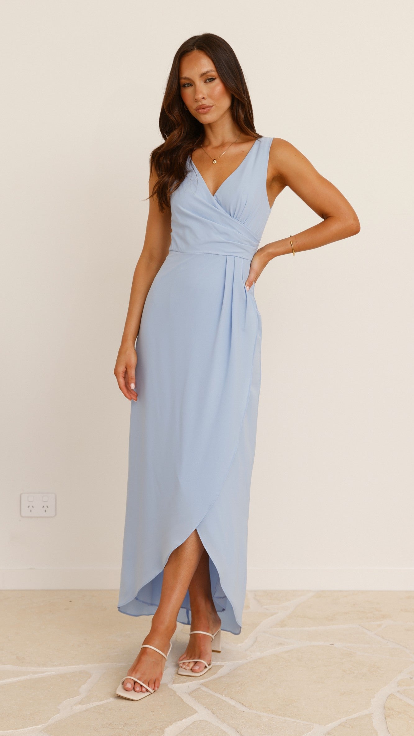 Pamela V Neck Maxi Dress - Blue - Billy J