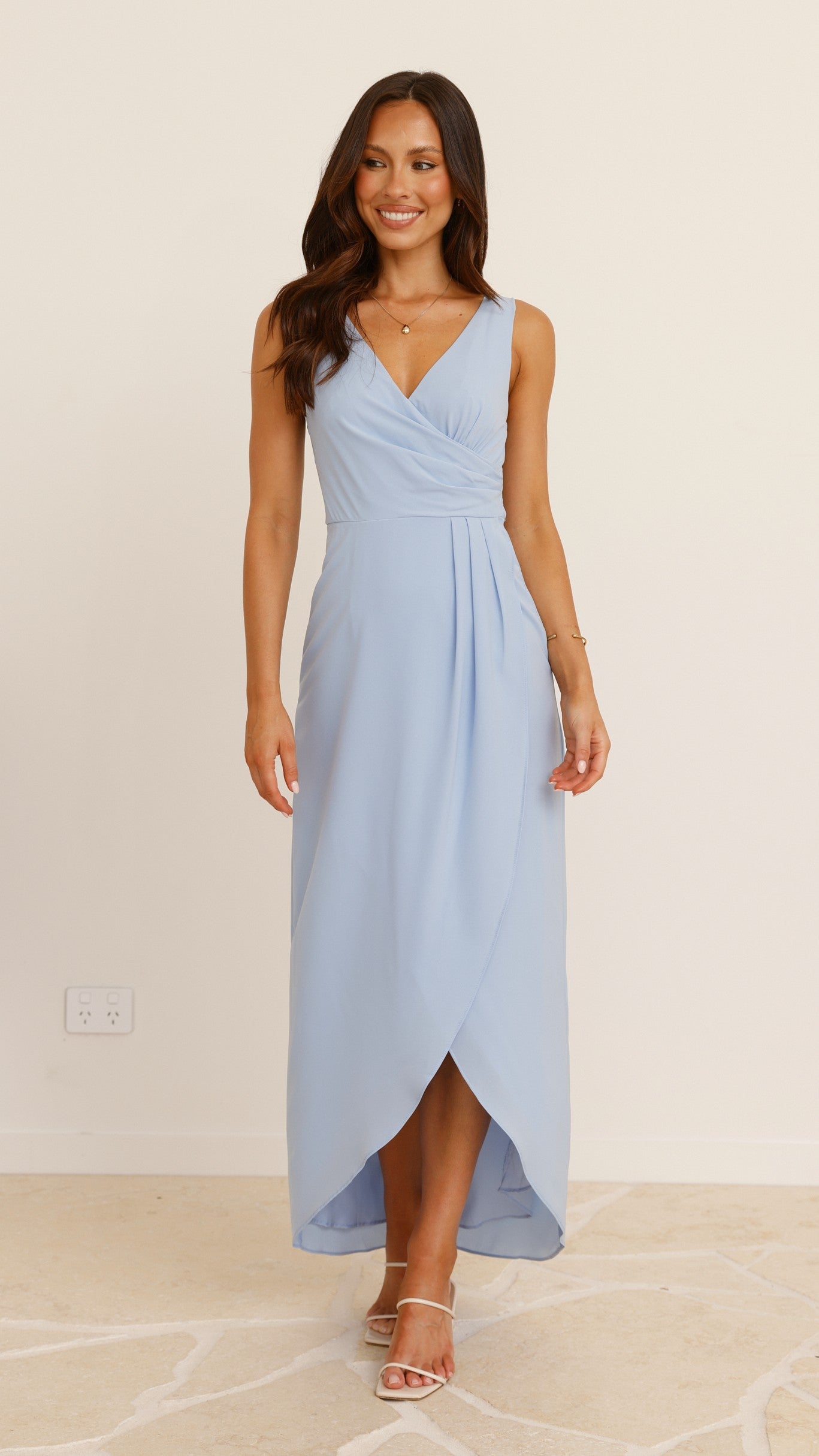 Pamela V Neck Maxi Dress - Blue - Billy J