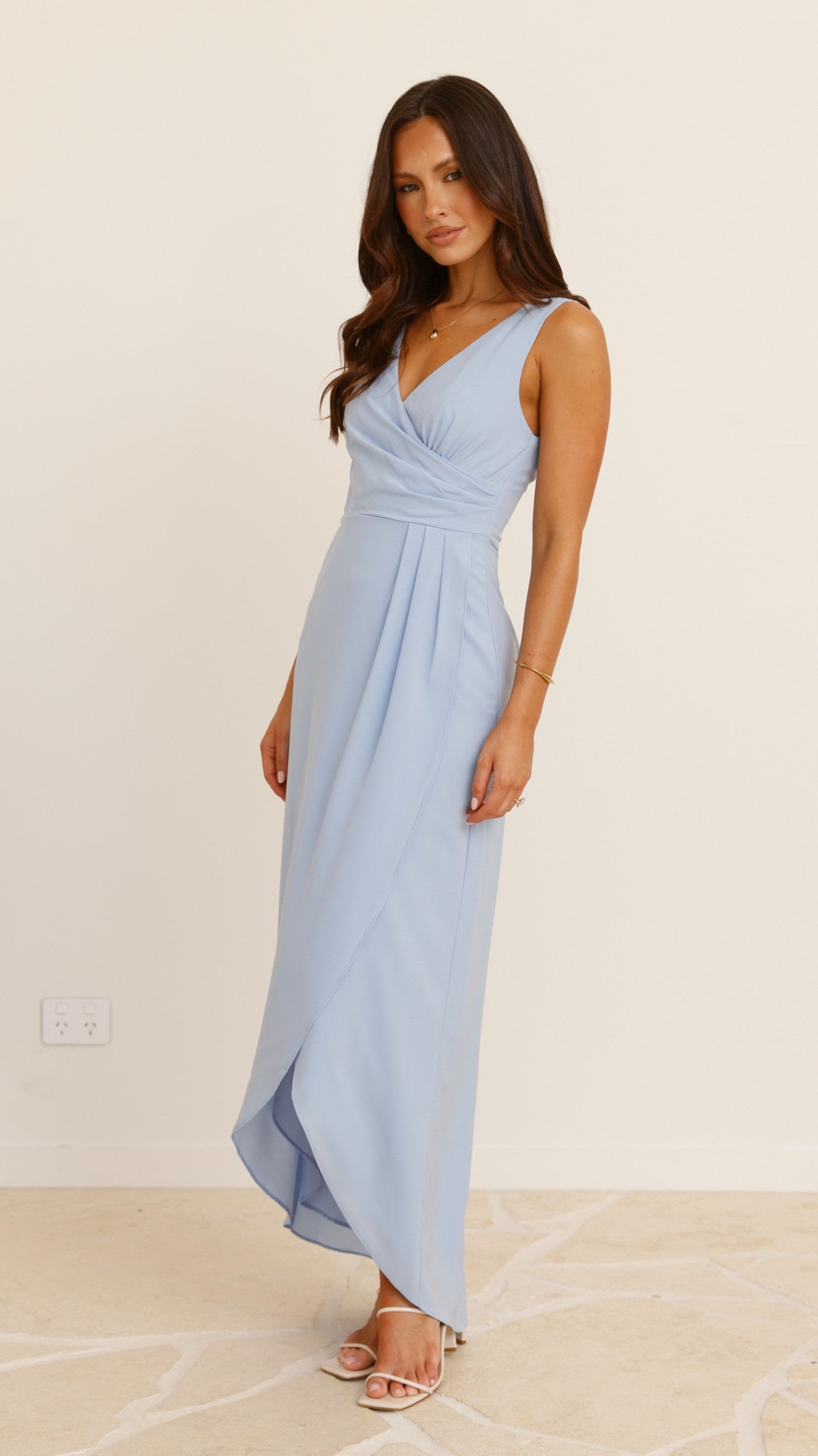 Pamela V Neck Maxi Dress - Blue - Billy J