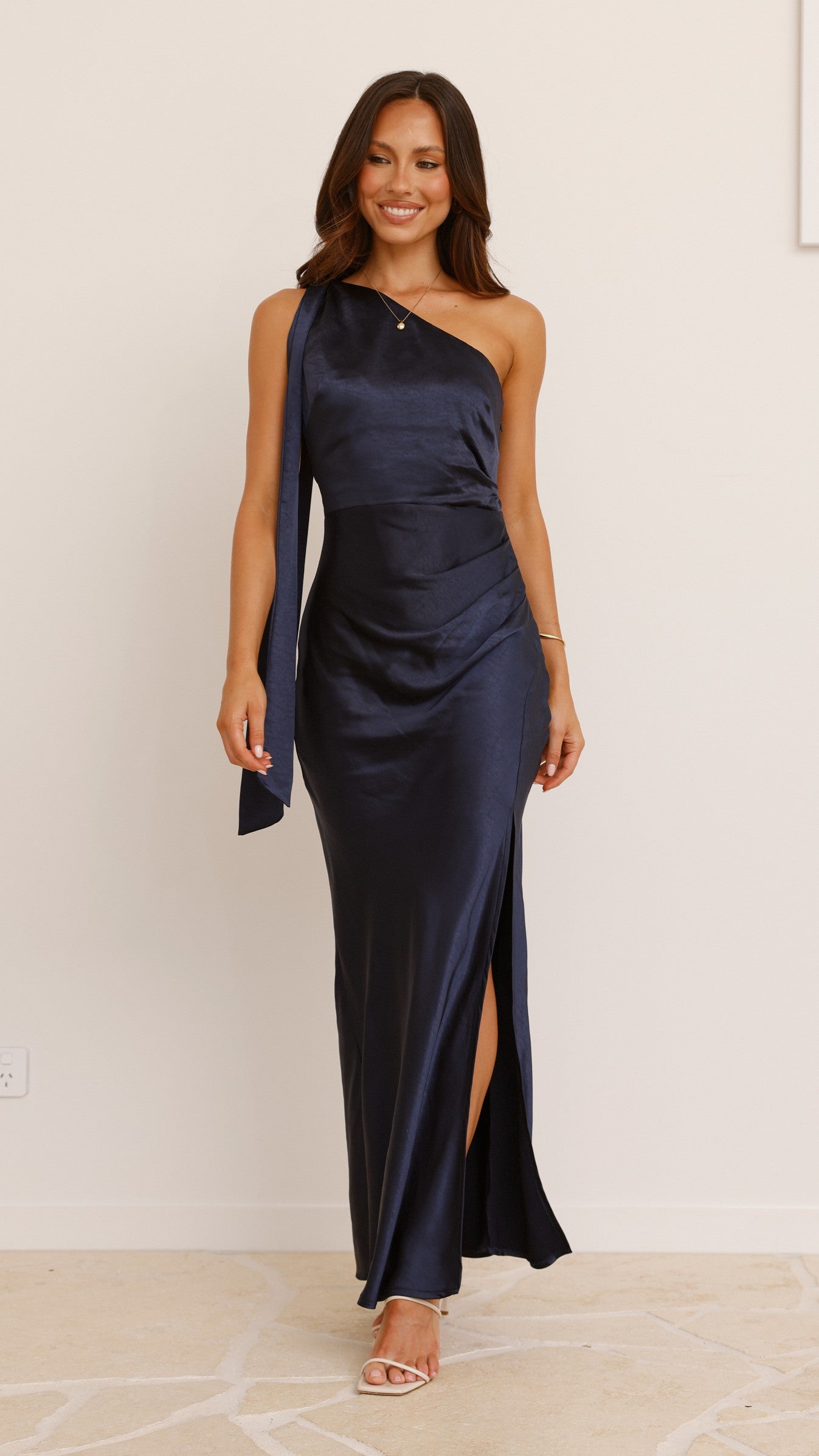 Halle One Shoulder Maxi Dress - Navy - Billy J