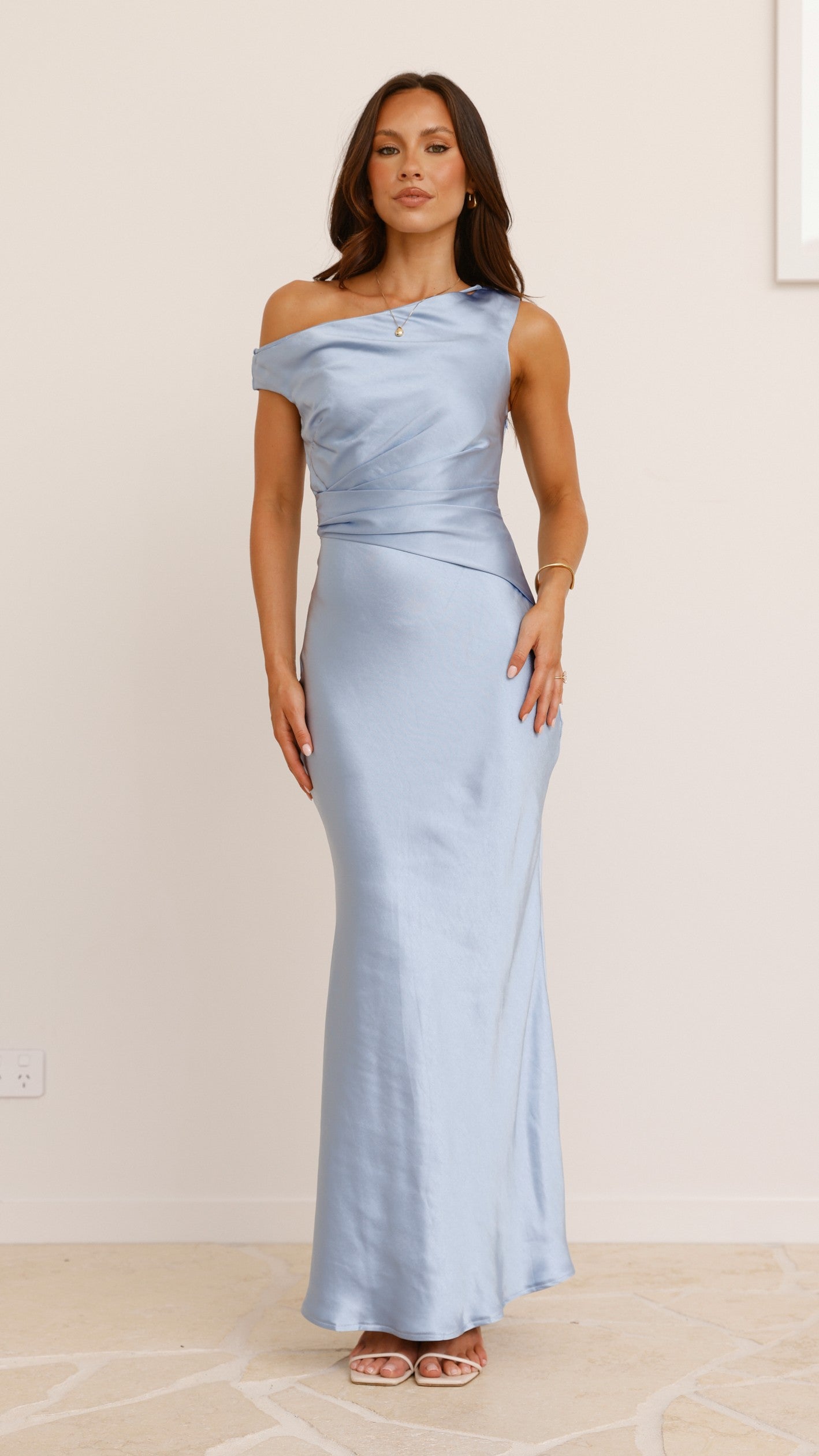 Auria Off Shoulder Maxi Dress - Blue - Billy J