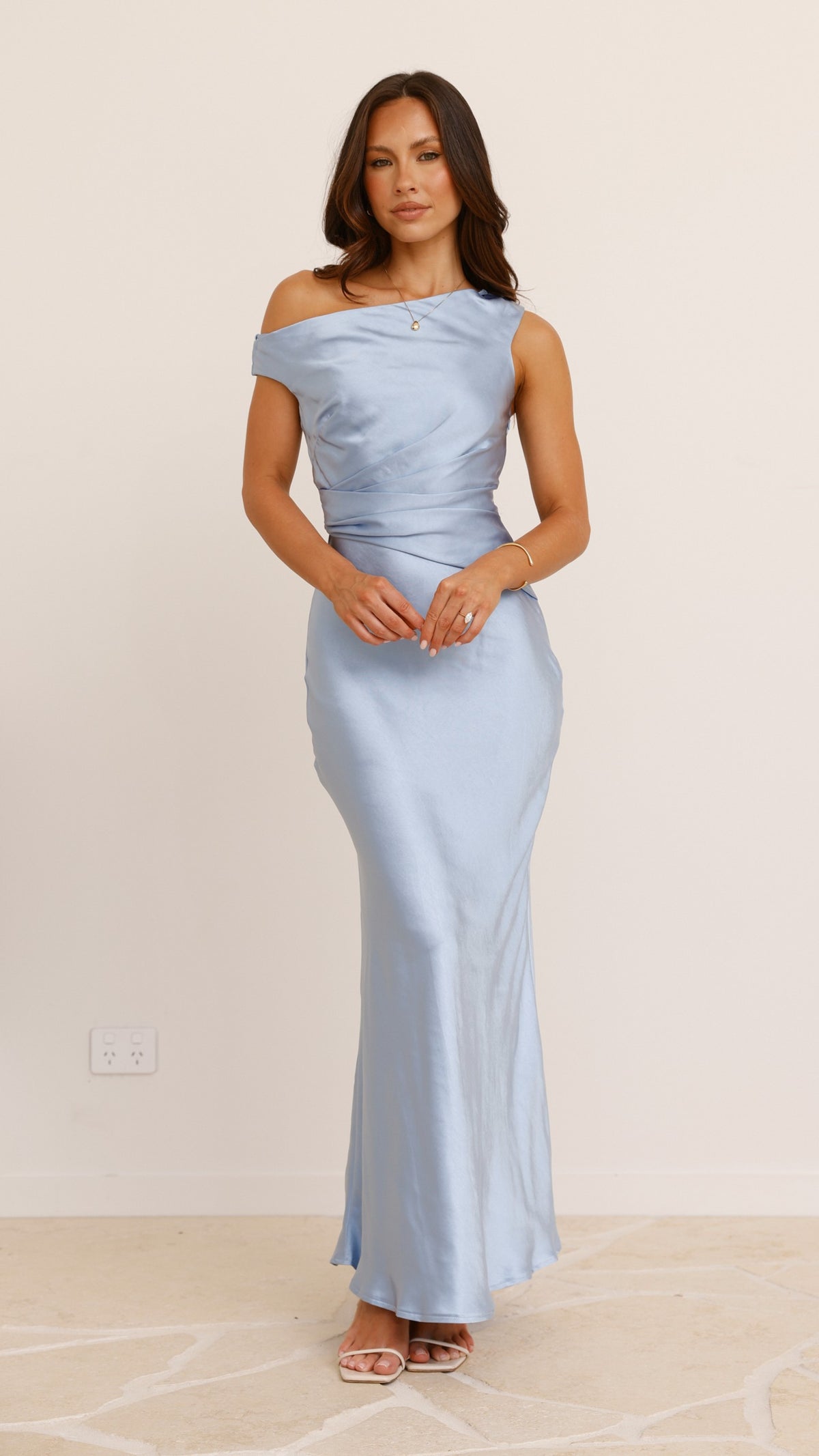 off the shoulder cinderella wedding dress Satin One Shoulder Leg Slit Wedding Gown by Cinderella Divine 7448W –  Ariststyles