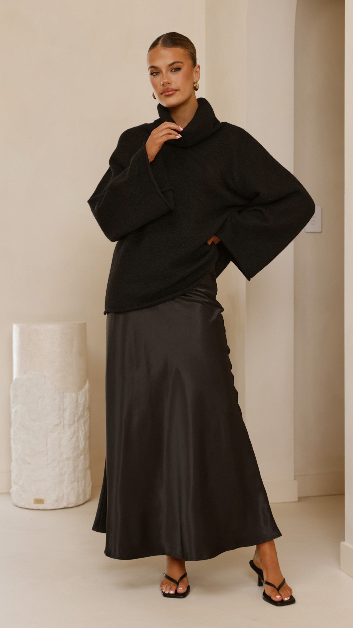 Darina Bias Cut Maxi Skirt - Black - Billy J