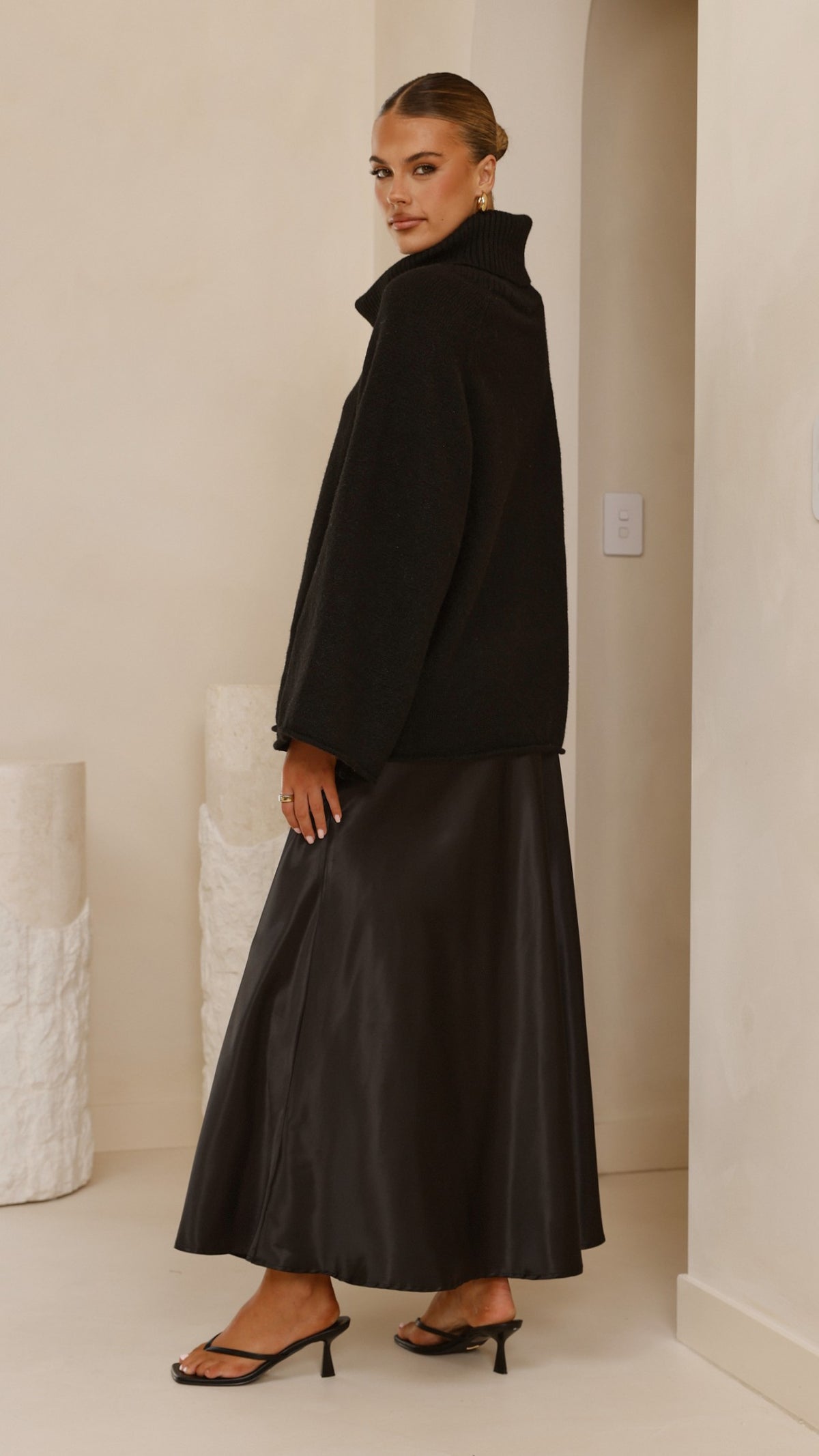 Darina Bias Cut Maxi Skirt - Black - Billy J