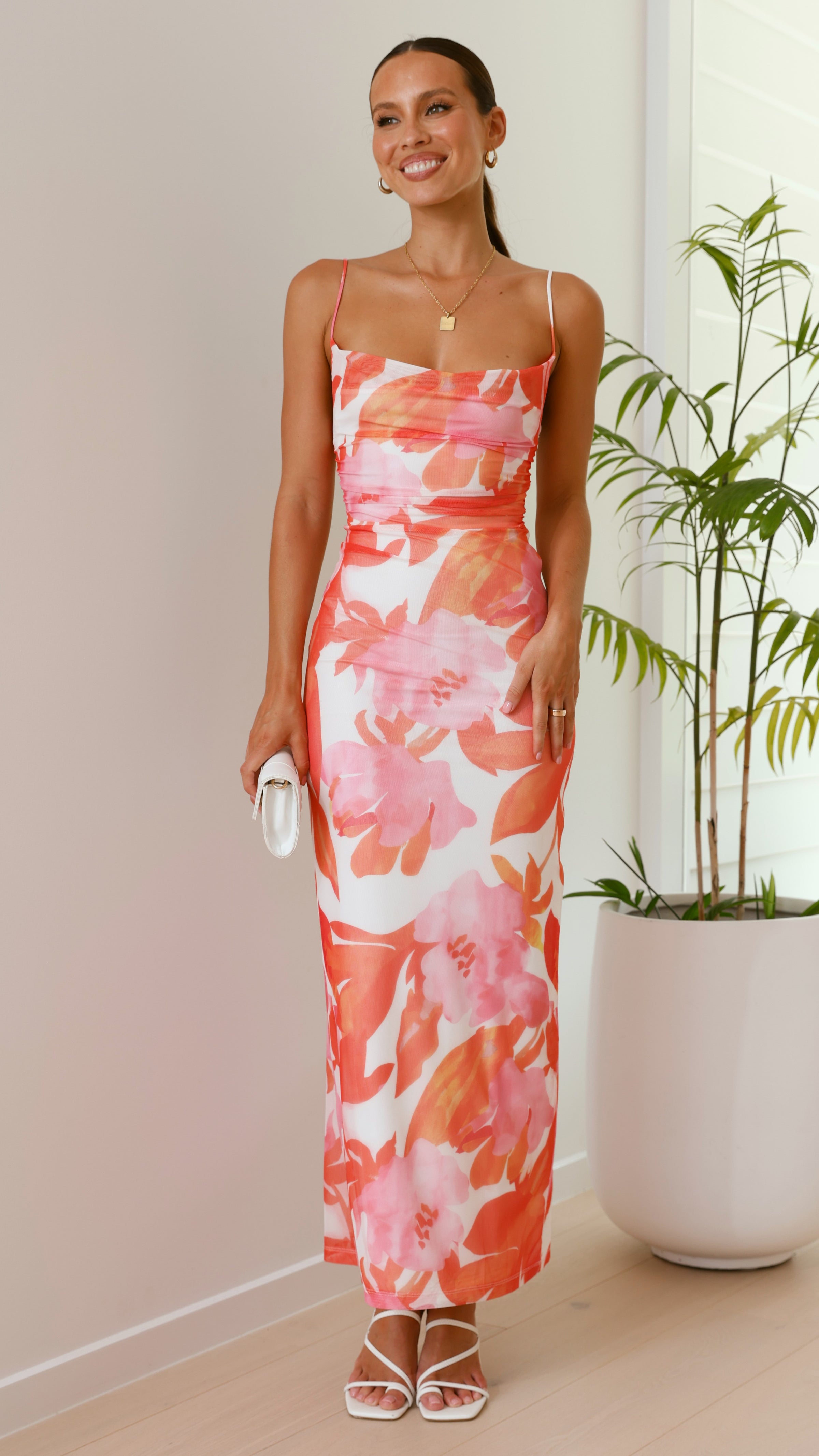 pink orange maxi dress Billy J Women's Ashley 97% Polyester 3% Spandex Short Sleeve Faux Leather two tone dress Shoe size:4