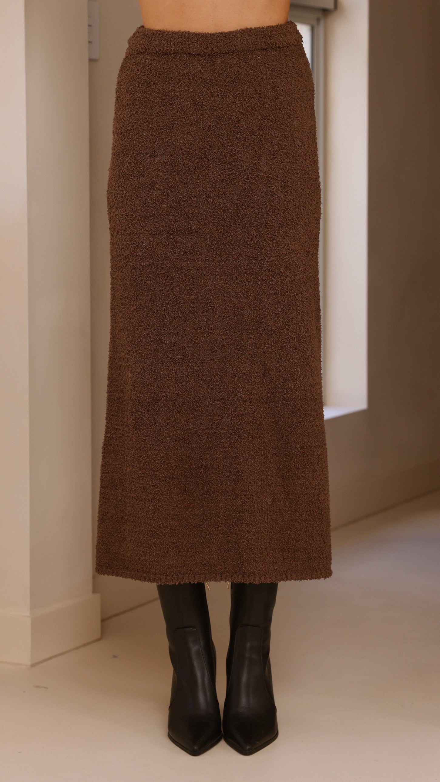 Cohen Knit Midi Skirt - Chocolate - Billy J