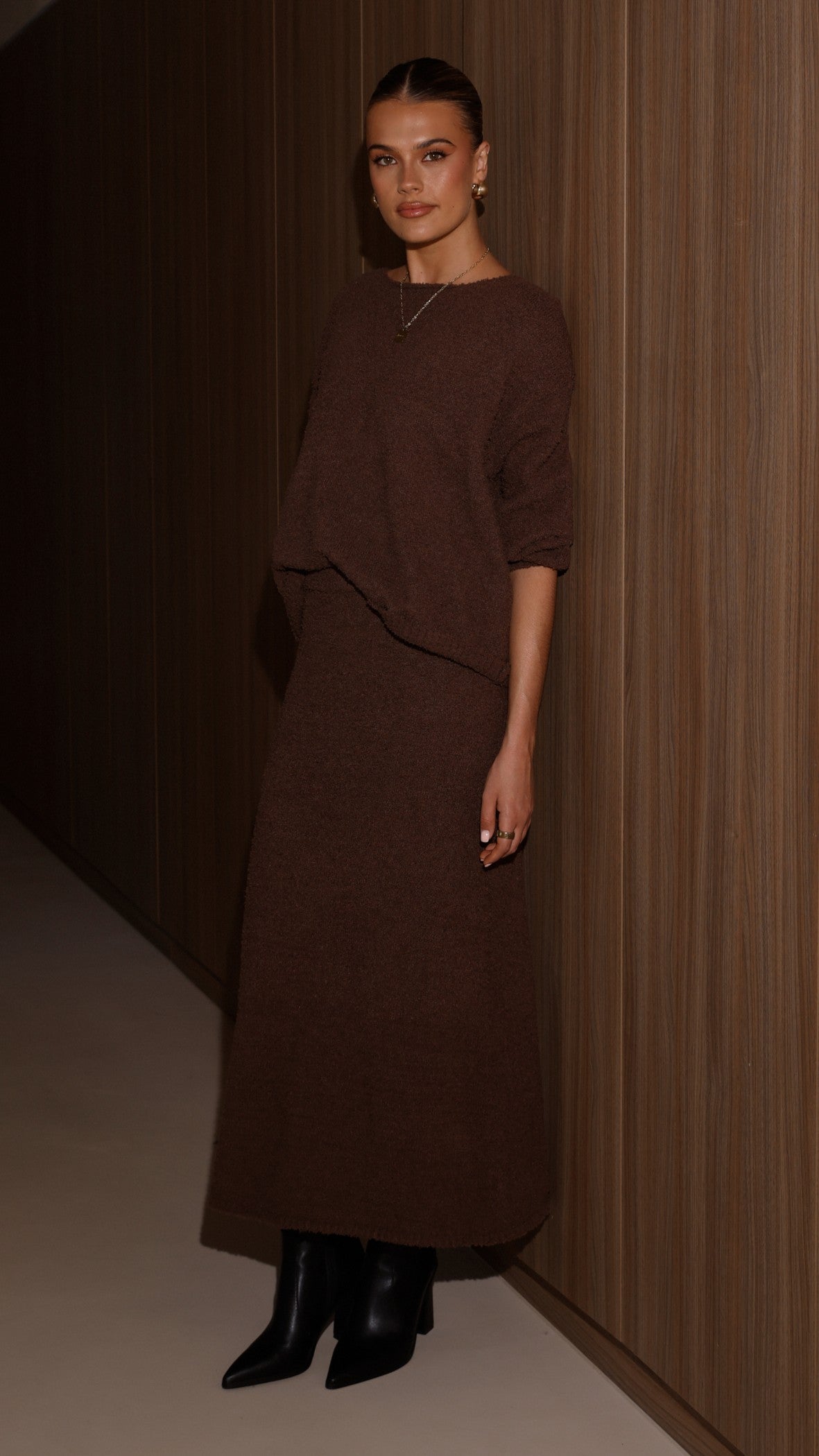 Cohen Knit Midi Skirt - Chocolate - Billy J