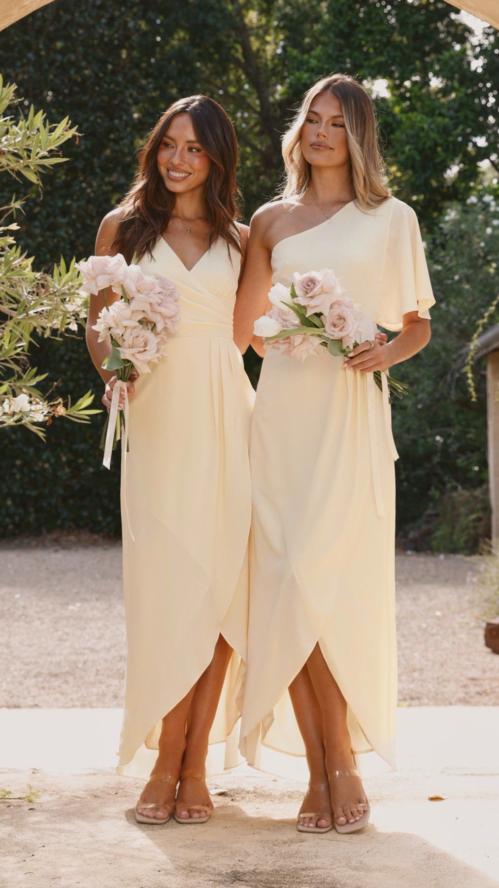 Emma One Sleeve Maxi Dress - Yellow - Billy J