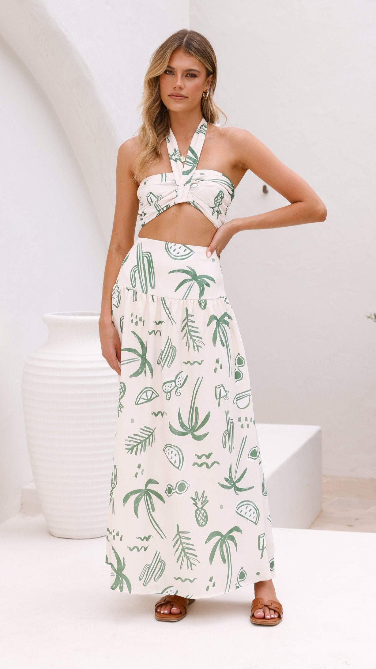 Jamaine Maxi Skirt - Green Palm - Billy J