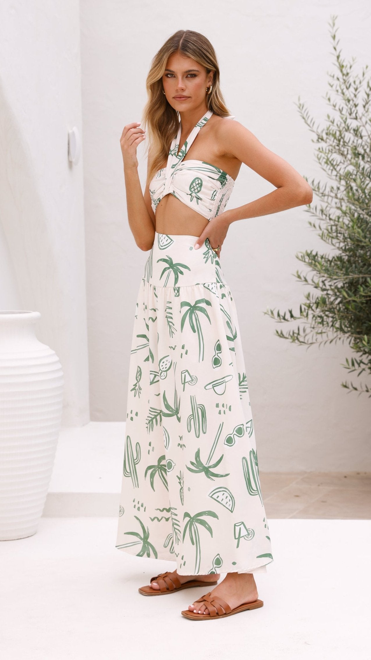 Jamaine Maxi Skirt - Green Palm - Billy J
