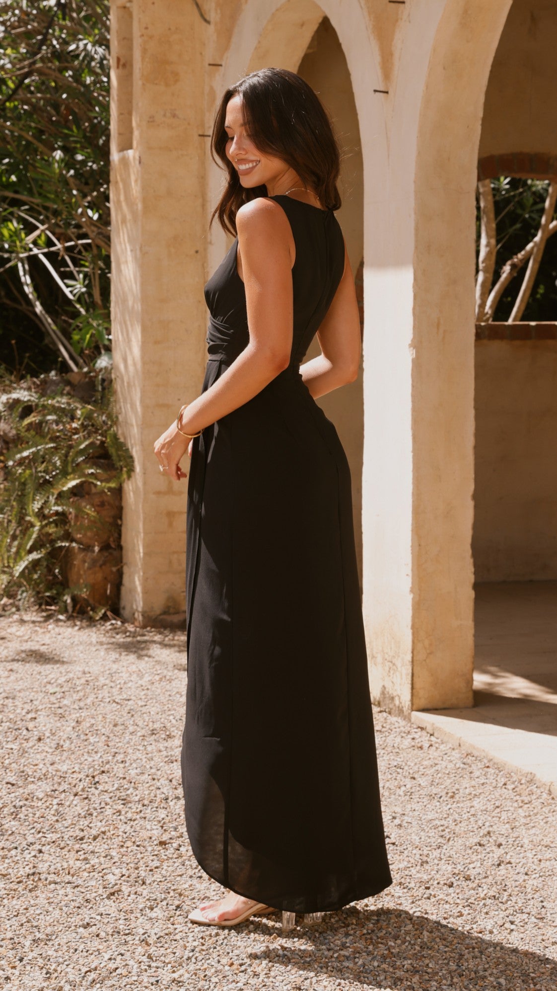 Pamela V Neck Maxi Dress - Black - Billy J