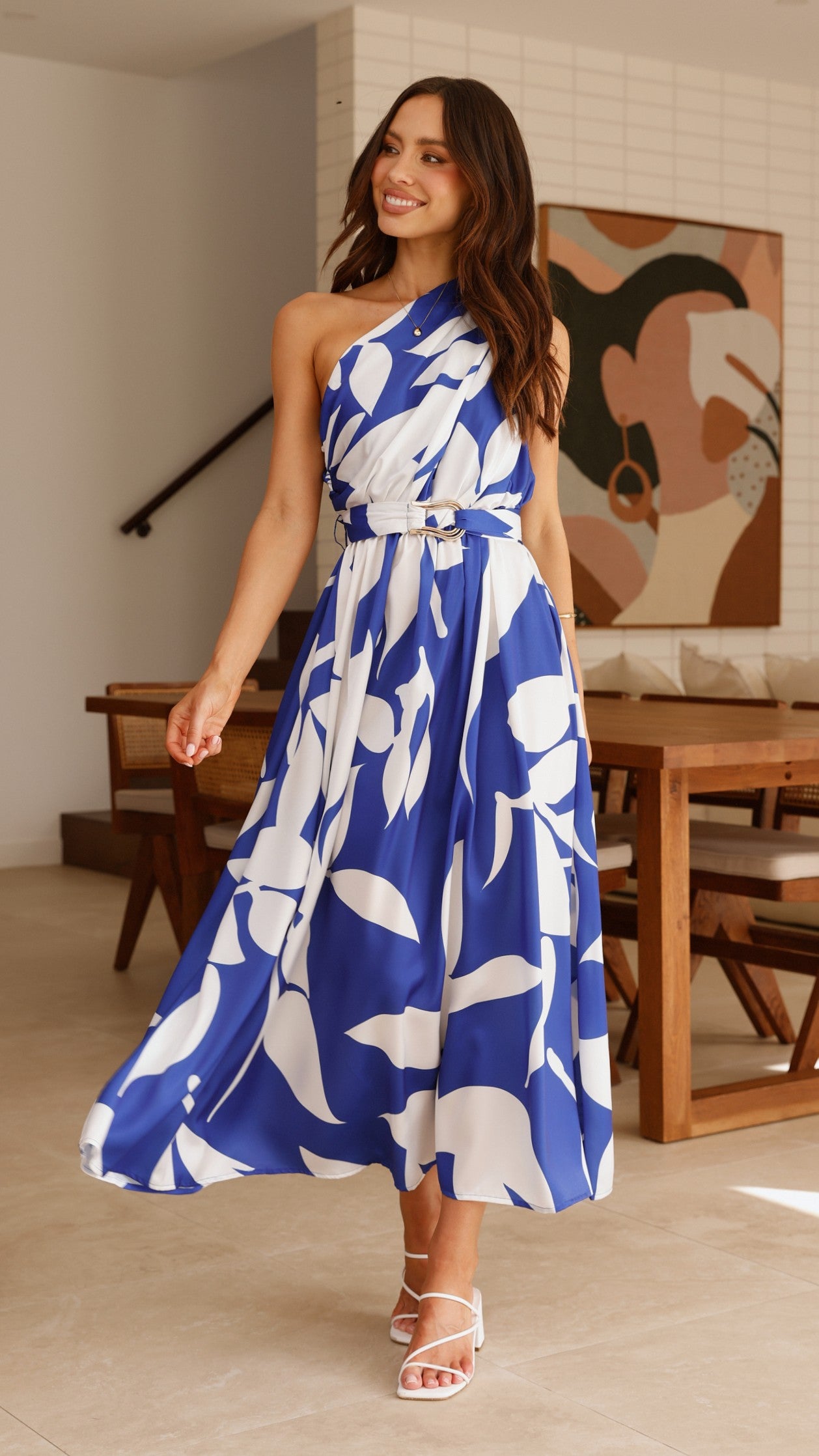 Hadas Maxi Dress - Cobalt/White Print - Billy J