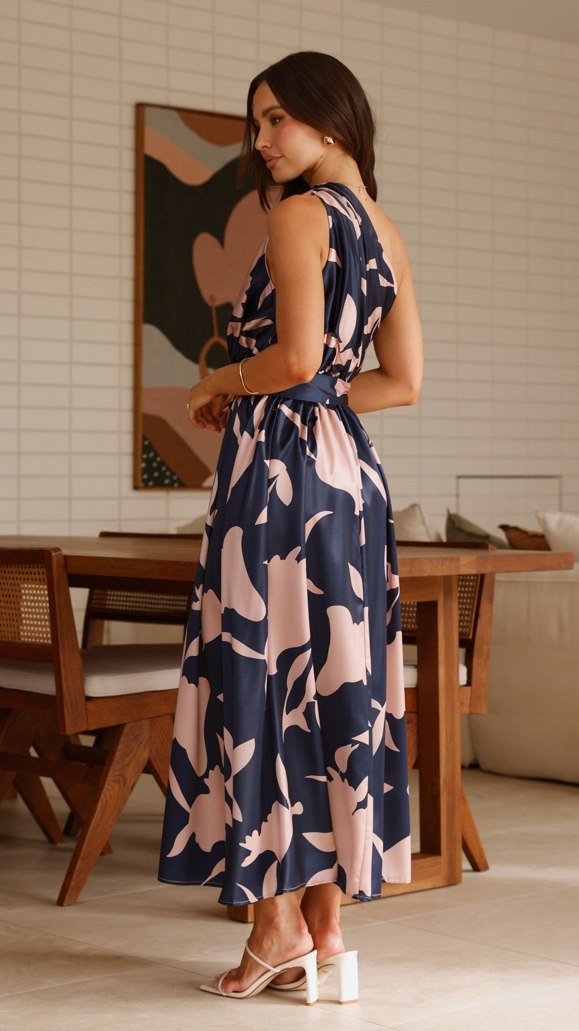 Hadas Maxi Dress - Navy/Pink Print - Billy J