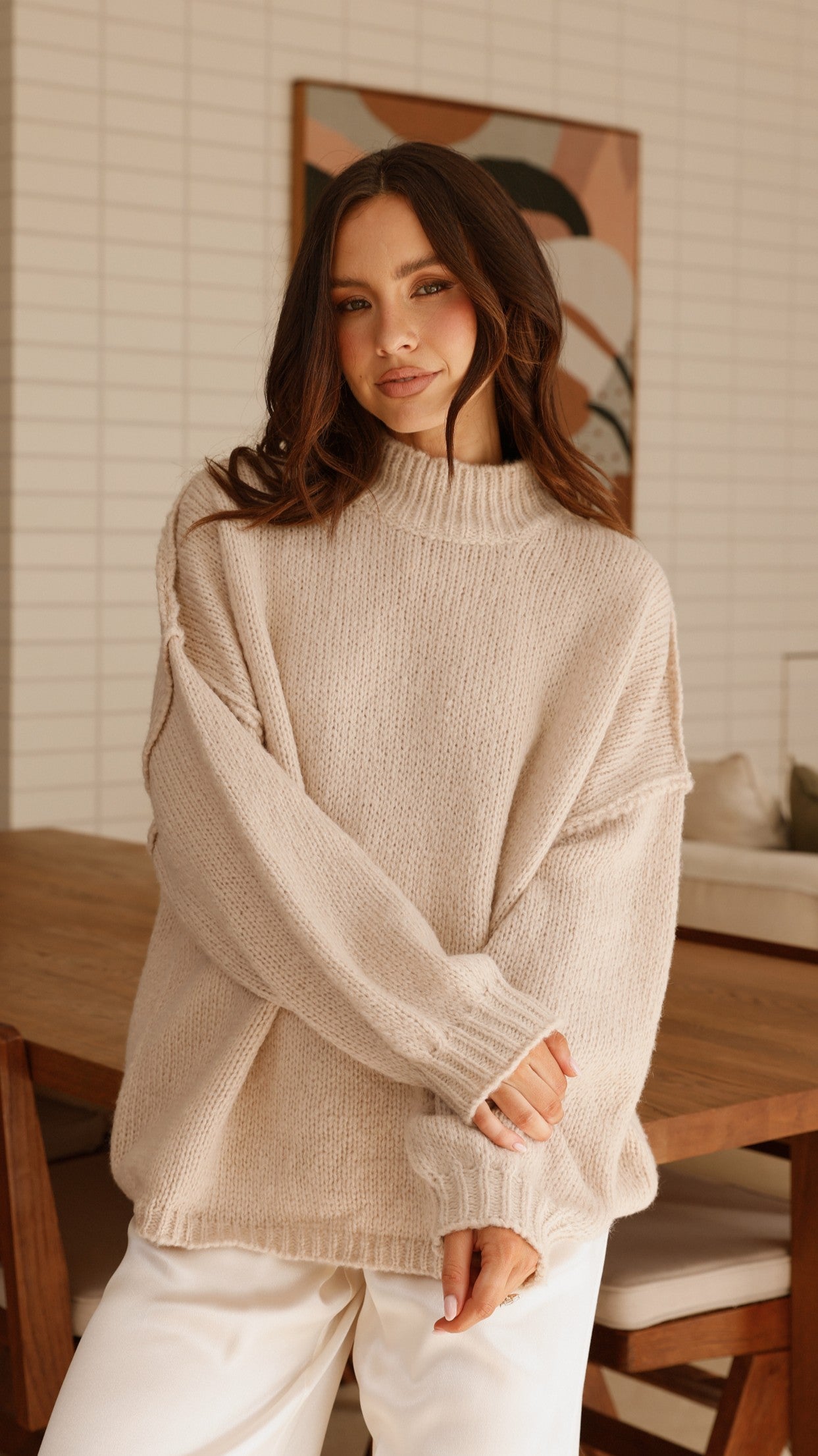 Savanna Knit Sweater - Beige - Billy J