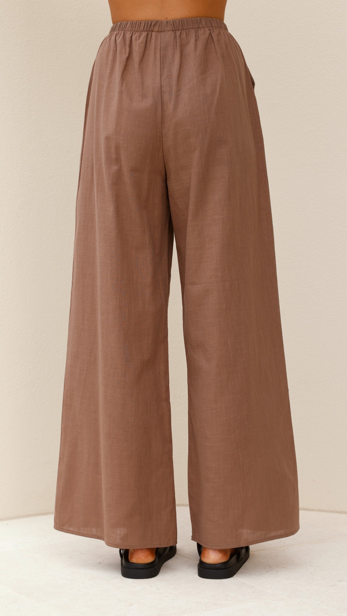 Sharni Strapless Pleat Top and Pants Set - Chocolate - Billy J