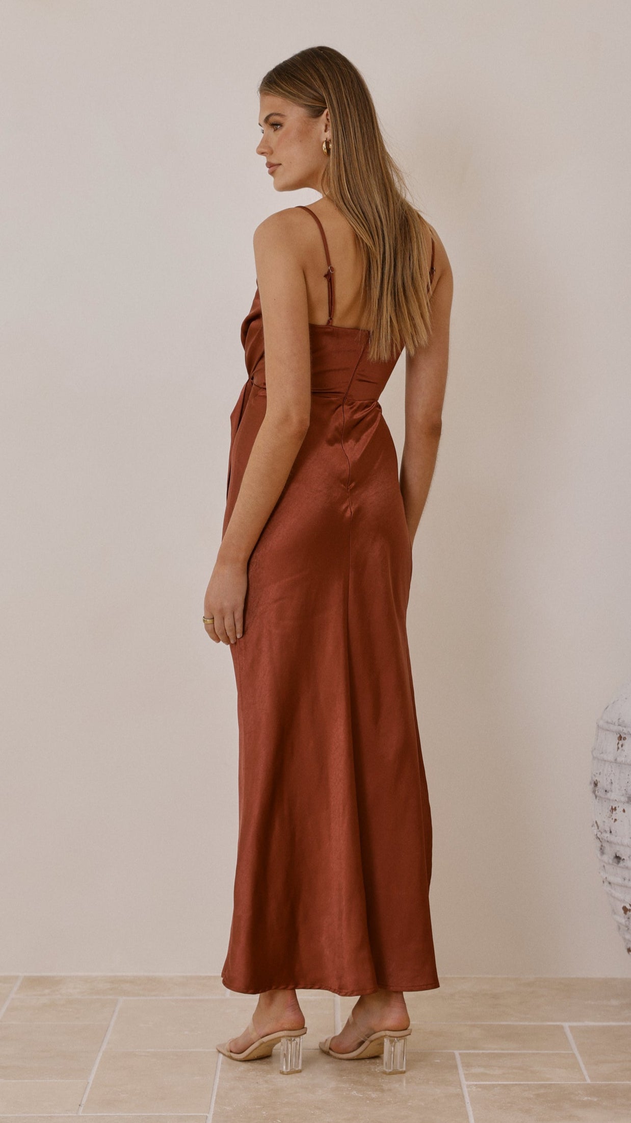 Yasmeen Tie Front Maxi Dress - Rust - Billy J