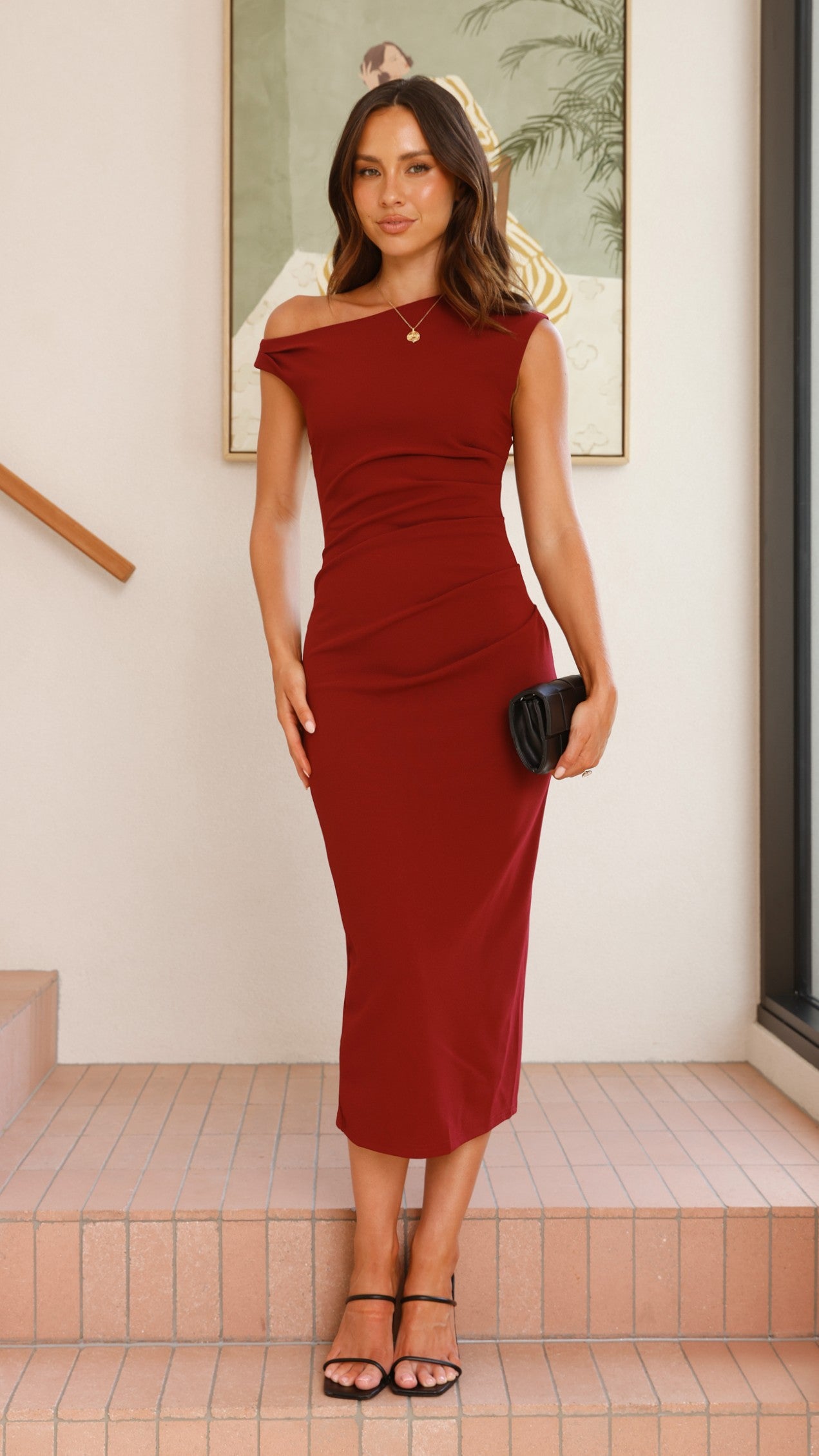Lilah Midi Dress - Wine - Billy J