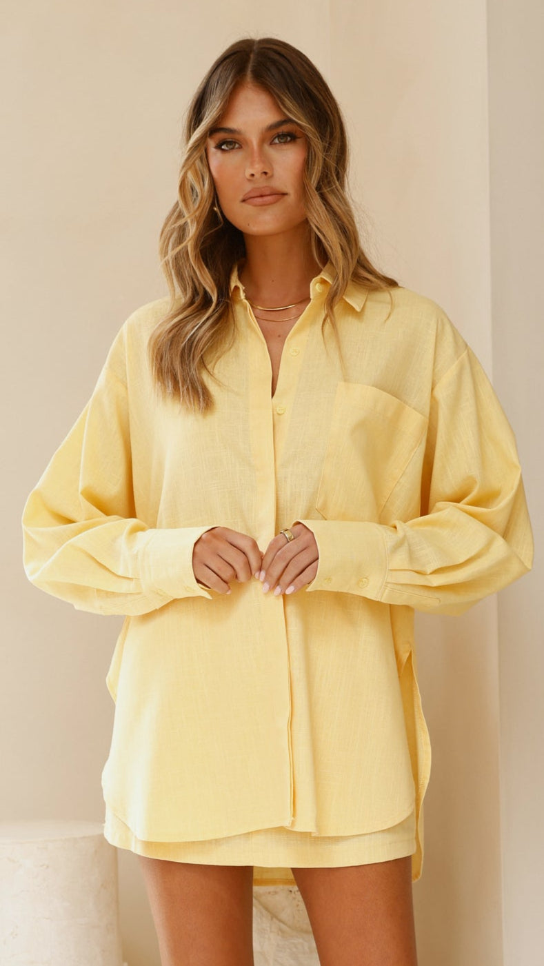 Charla Button Up Top - Yellow - Billy J