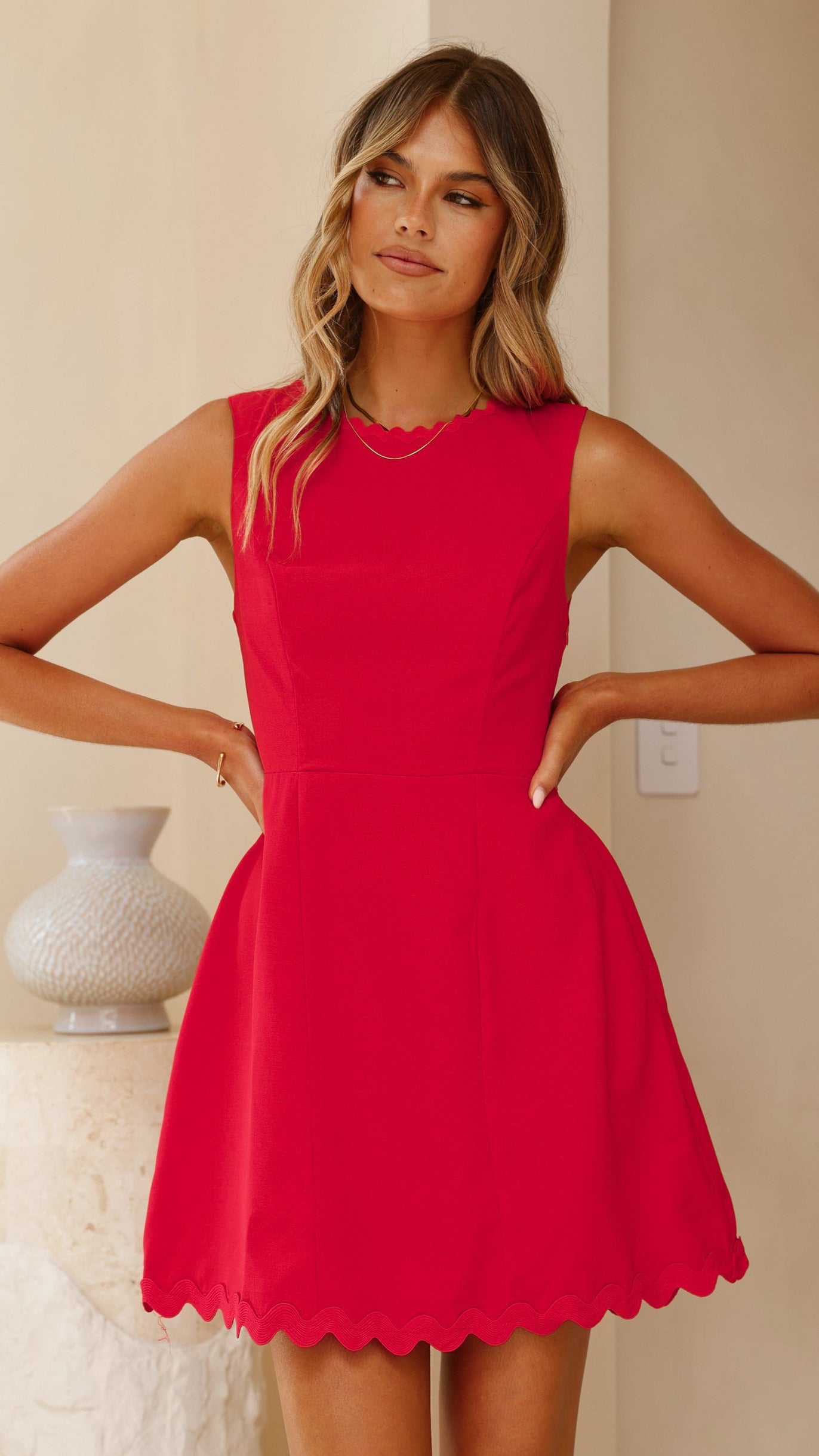 Aceline Mini Dress - Red - Billy J