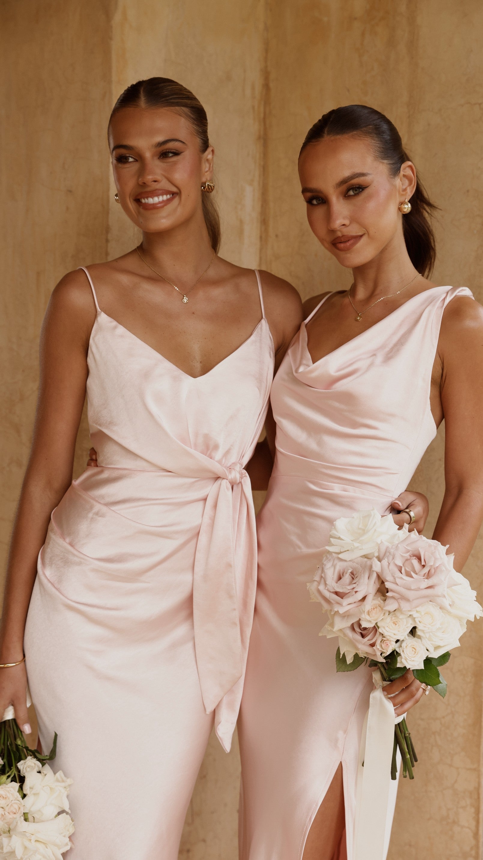 Yasmeen Tie Front Maxi Dress - Pink - Billy J