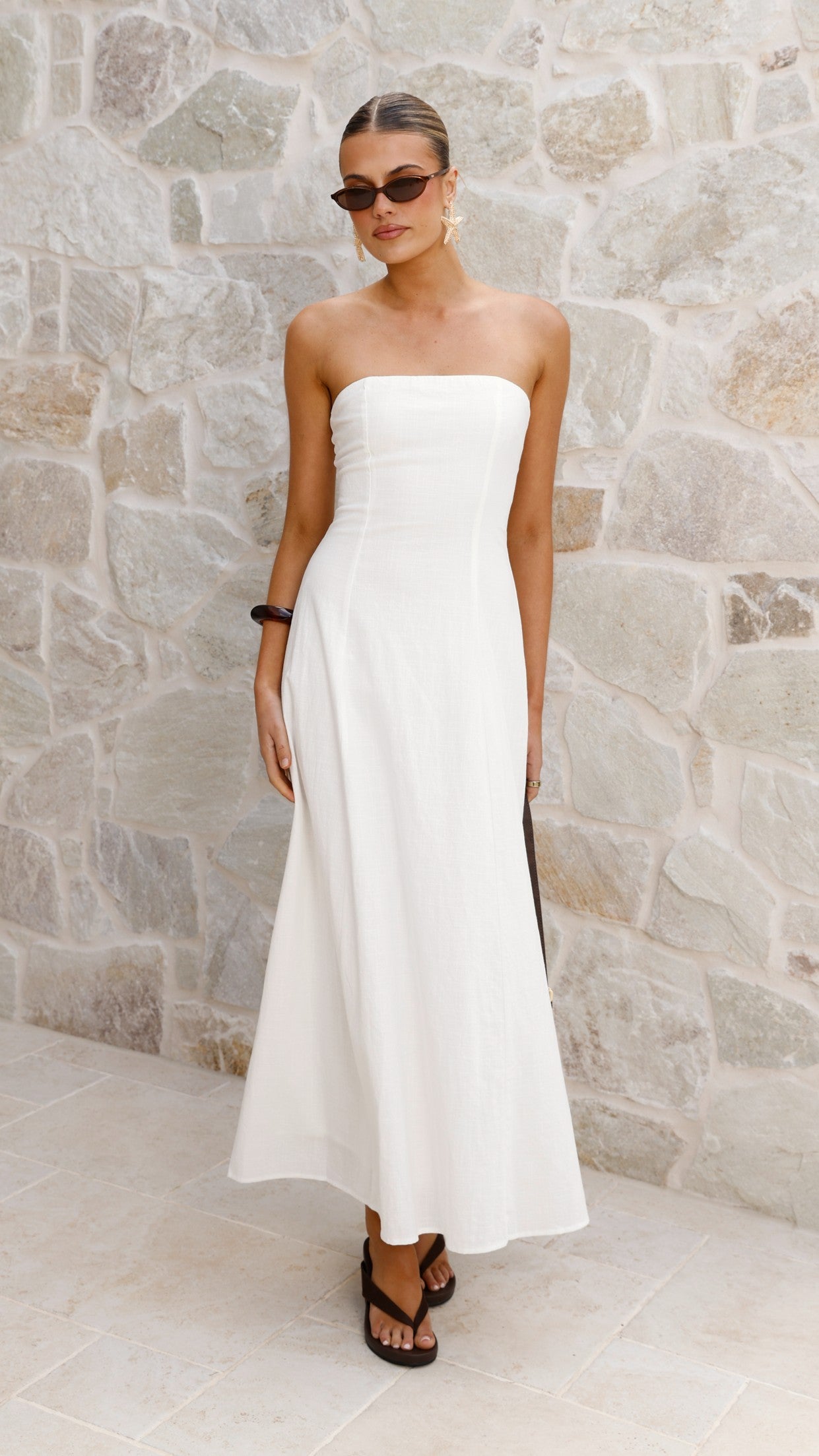 Astrid Strapless Maxi Dress - White - Billy J