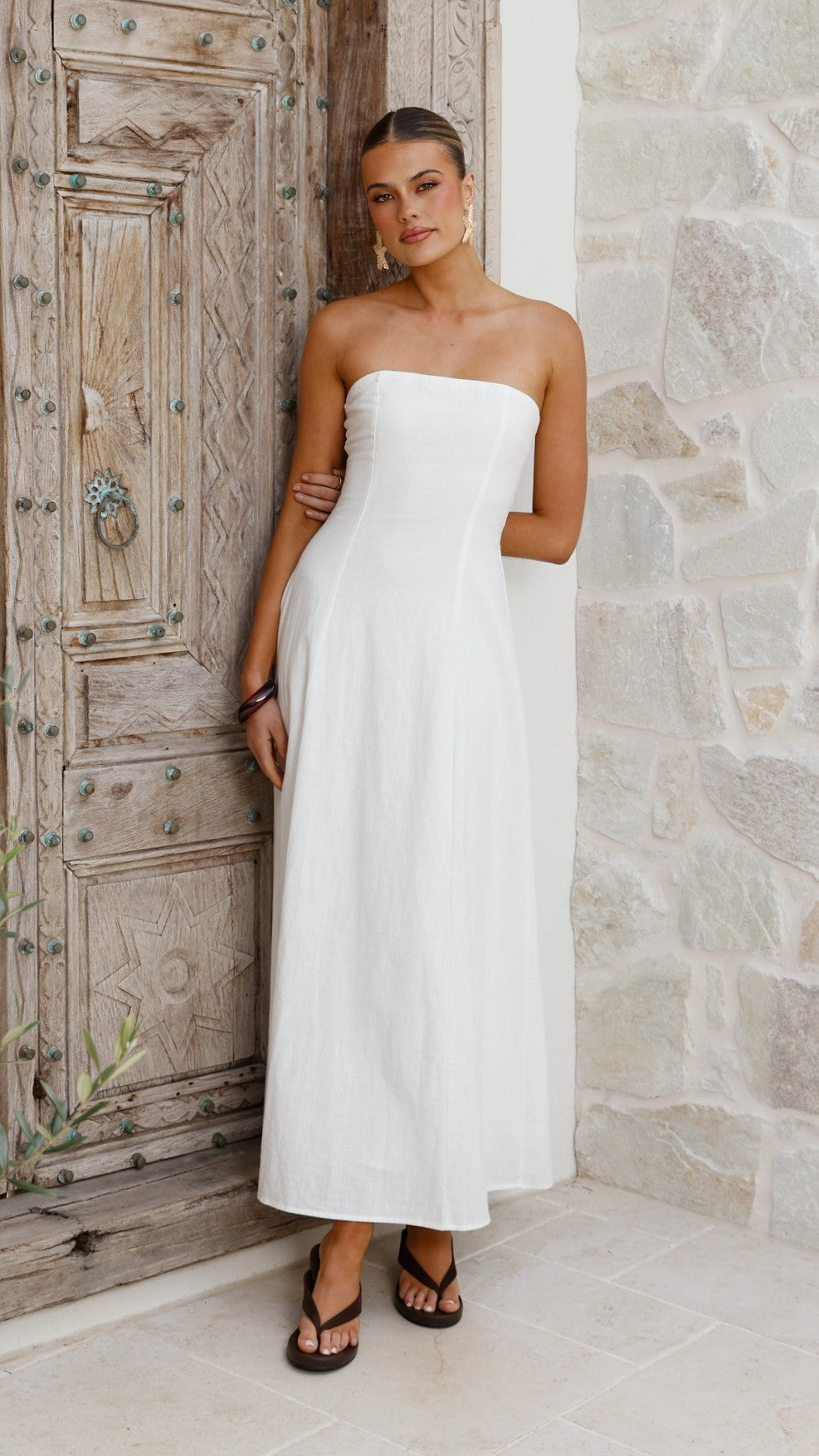 Astrid Strapless Maxi Dress - White - Billy J