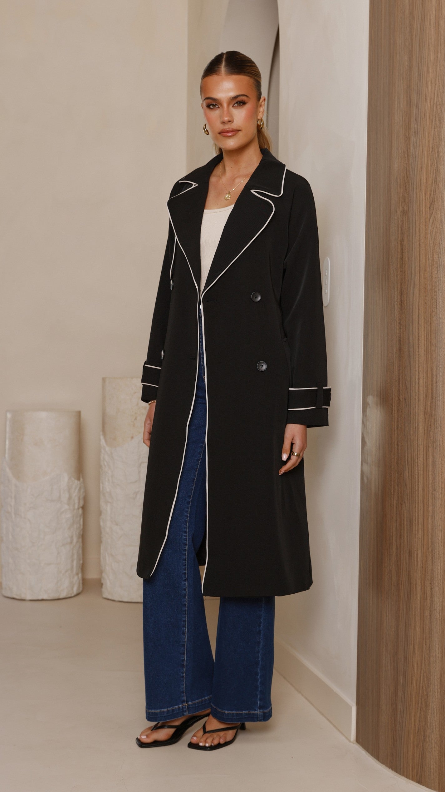 Blanca Trench Coat - Black - Billy J