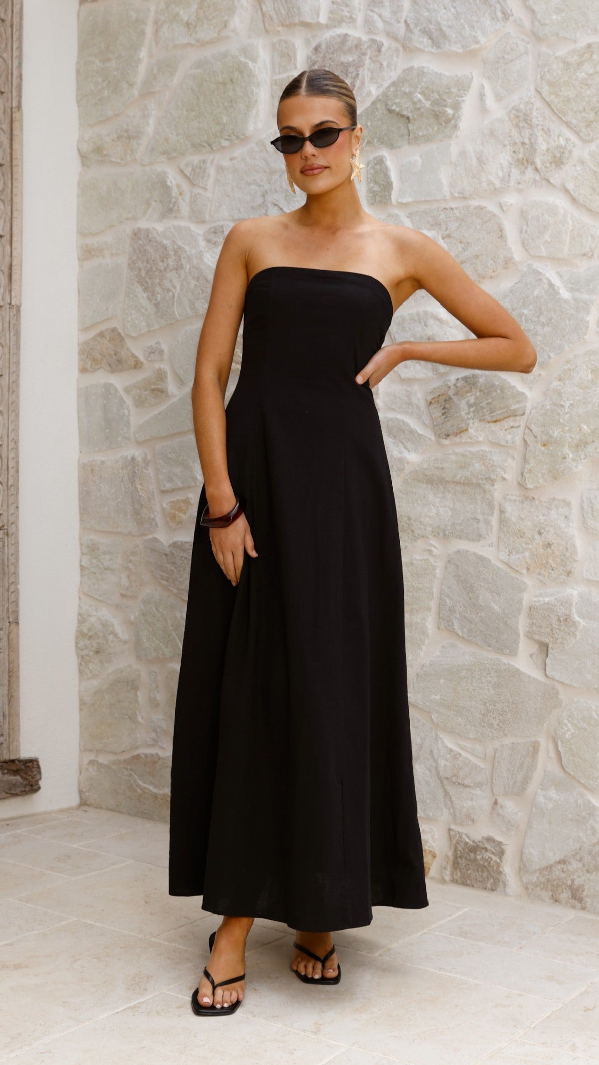 Astrid Strapless Maxi Dress - Black - Billy J