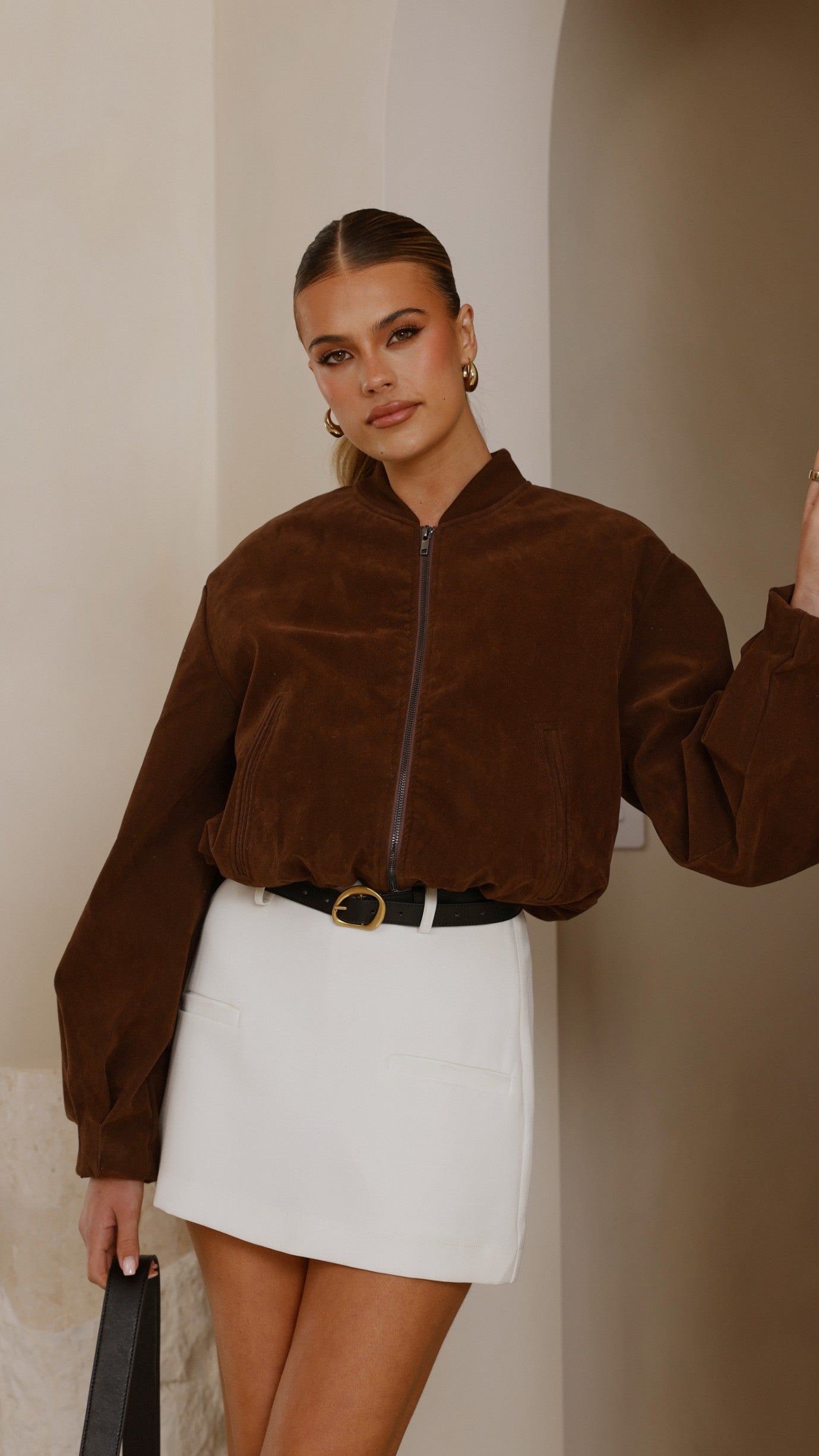 Sloane Bomber Jacket - Dark Chocolate - Billy J