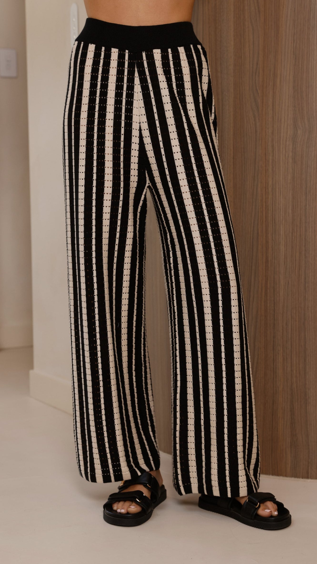 Layla Knit Wide Leg Pants - Black - Billy J